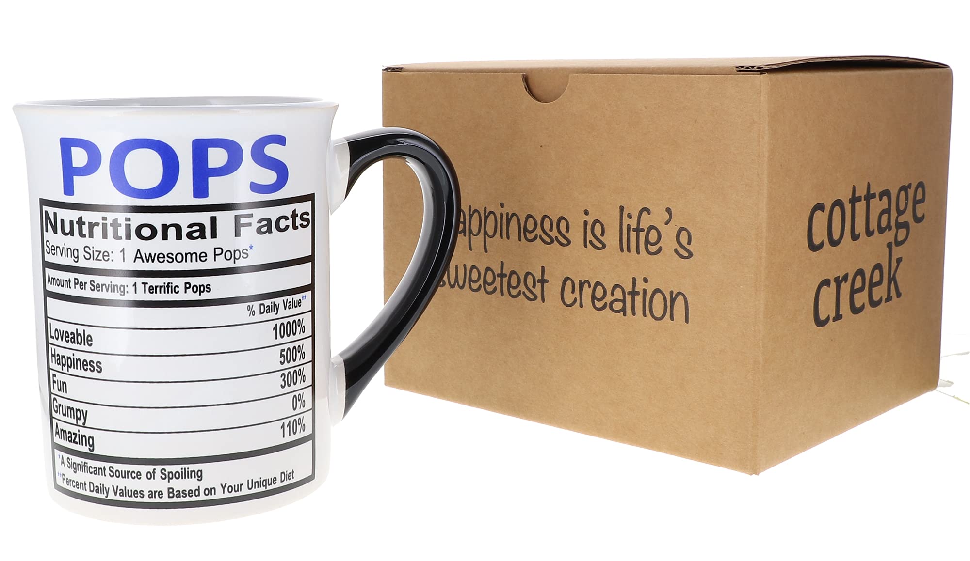 16oz Papa Pops Ceramic Coffee Mug - Unique Gift for Men, Dad & Grandpa - Funny Coffee Cup for Home & Office Use - Perfect Christmas Gift & Coffee Table Decor for Father's Day, Birthday & Retirement