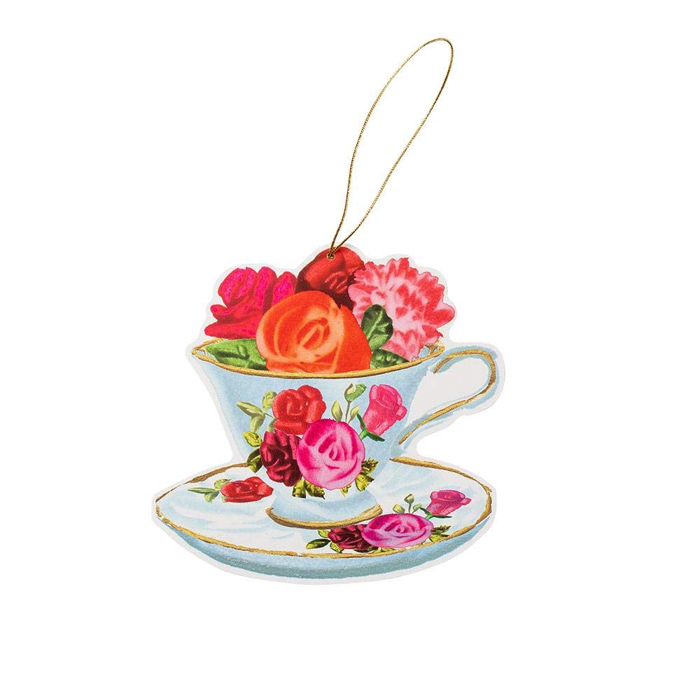 Elegant Caspari Decorative Die-Cut Tea Cup Gift Tags - Set of 6 for Tea Parties, Bridal Showers & Special Occasions