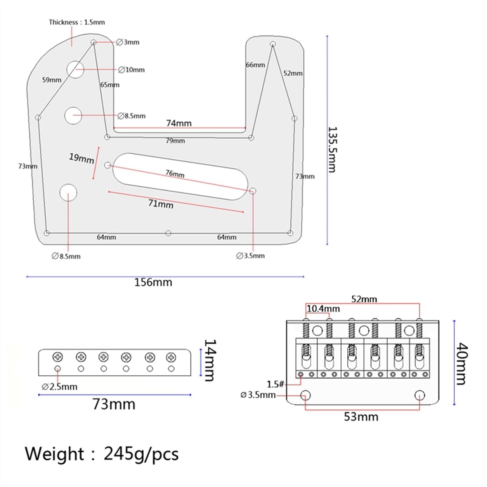 Chrome Plated 6-String Electric Guitar Control Plate & Bridge Set - Premium Steel Guitar Hardware for Electric Guitar Upgrades and Repairs - Perfect for Rock, Blues, and Metal Performances