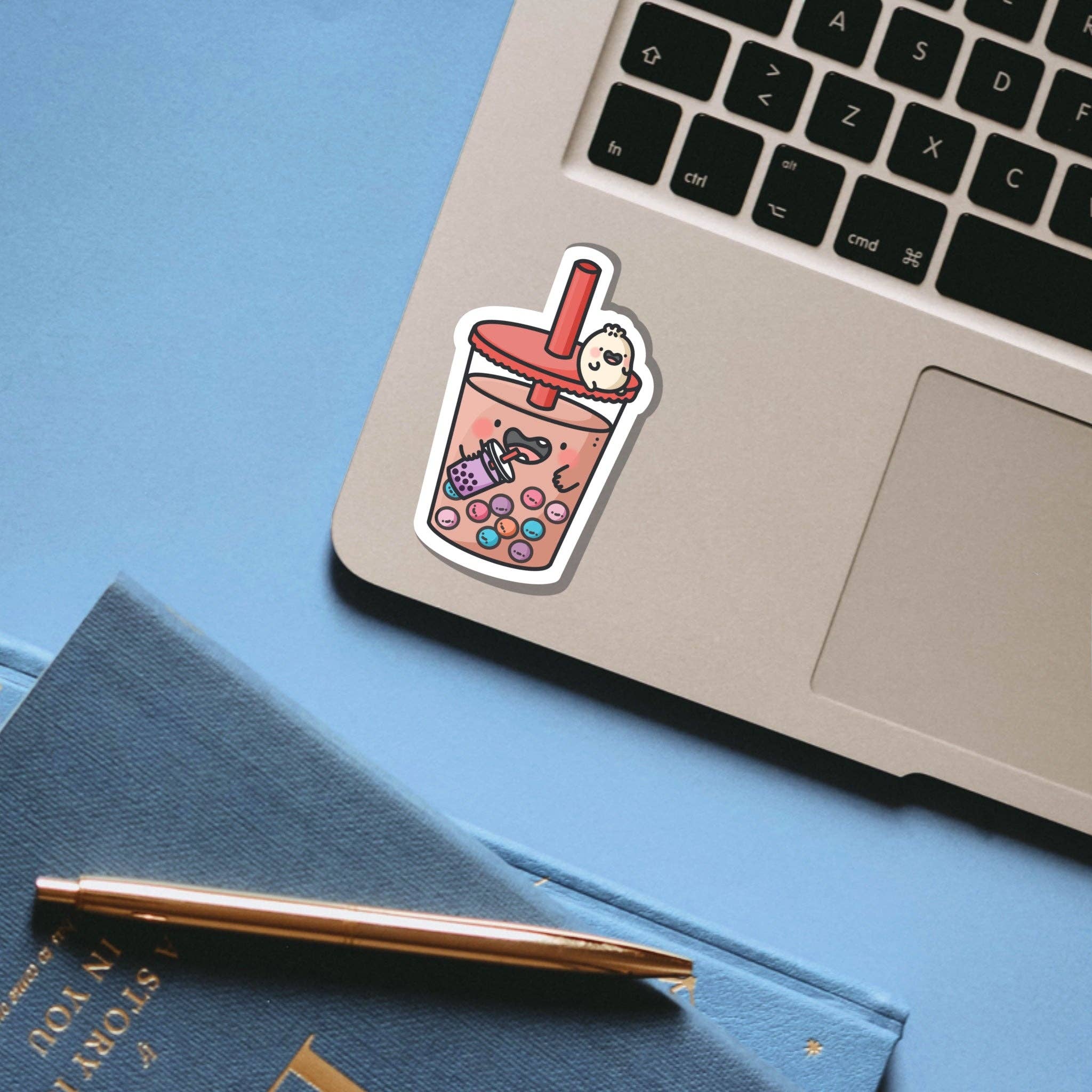 Bubble Tea Vinyl Sticker - Cute Kawaii Boba Drink Decal for Laptops, Water Bottles & DIY Crafts - Perfect for Scrapbooking, Journaling & Gift Wrapping
