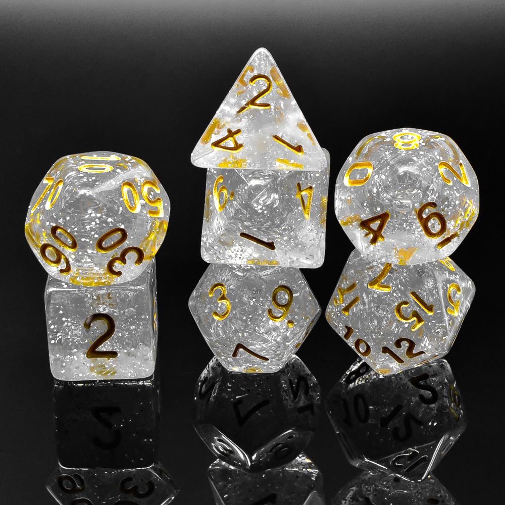 Premium RPG Dice Set - 7-Piece Polyhedral Dice for Dungeons & Dragons (D&D), Pathfinder & Tabletop Role Playing Games - Includes D20, D12, D10, D8, D6, D4 - Perfect for Game Nights, Campaigns & Collectors (White)