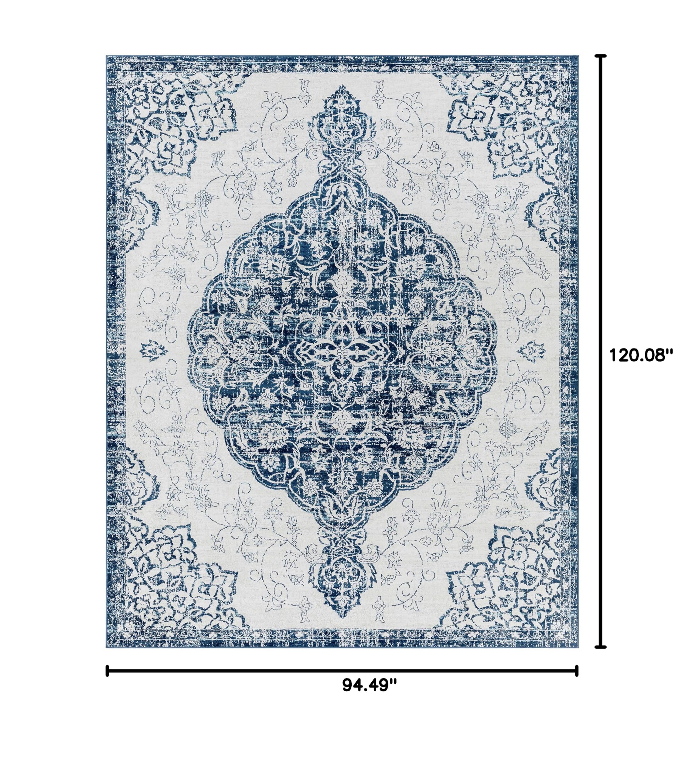 Hauteloom Traditional Beige and Blue Area Rug 7'10