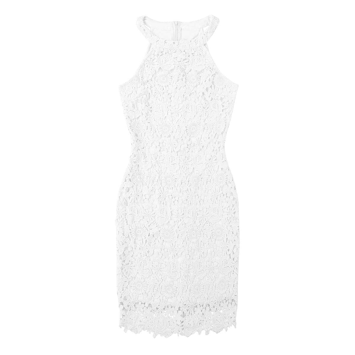 Elegant Women's Halter Neck Cocktail Dress - Sleeveless Floral Lace Bodycon Midi Dress for Bridesmaid, Wedding & Party | Perfect for Evening Events, Prom, Date Night & Special Occasions