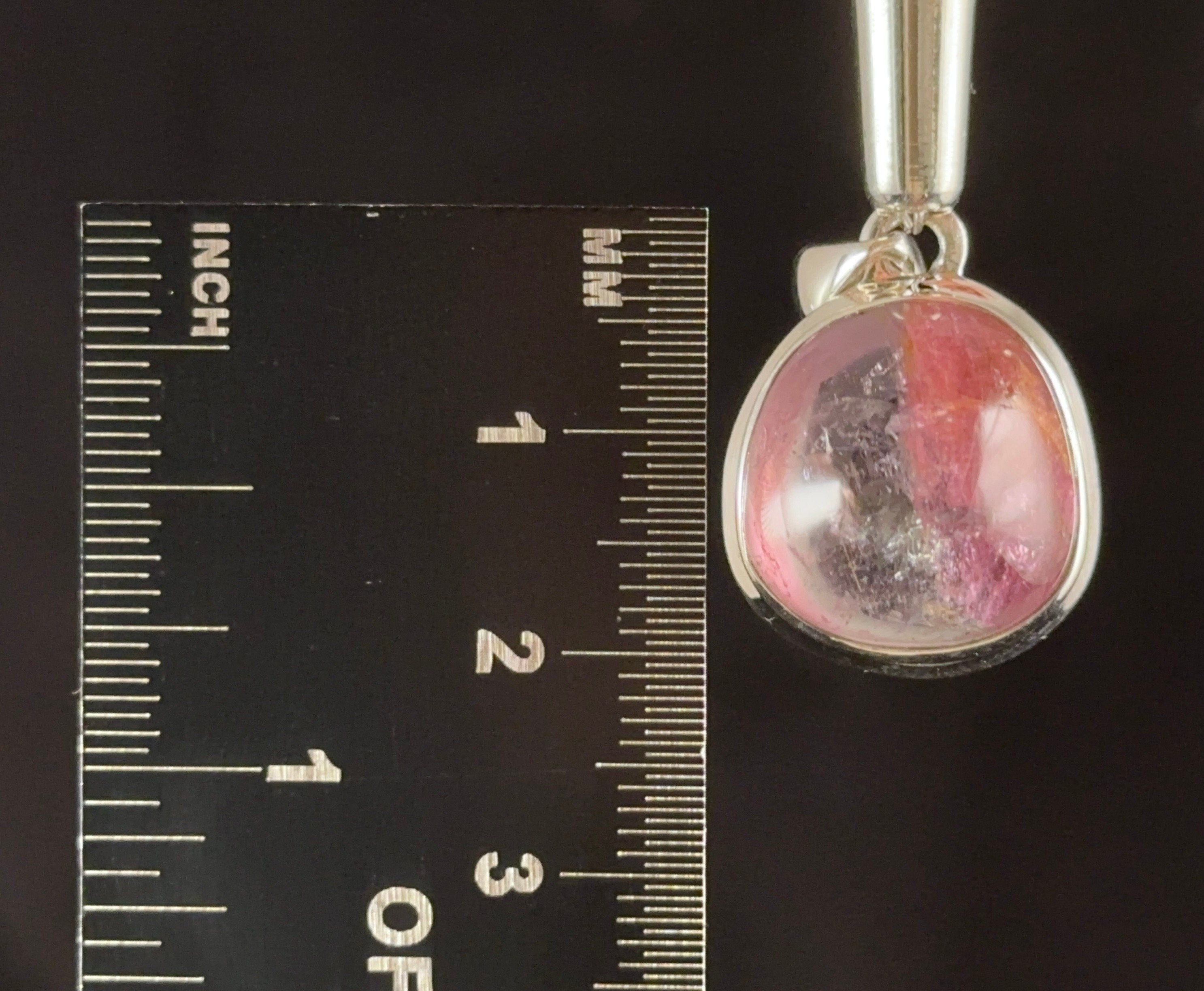 Bicolor Tourmaline Crystal Pendant Necklace - Sterling Silver Cabochon Birthstone Jewelry for Women - Healing Crystals & Gemstones Gift for Birthday, Anniversary - 54444 | Spiritual Healing, Energy Balancing, Chakra Alignment