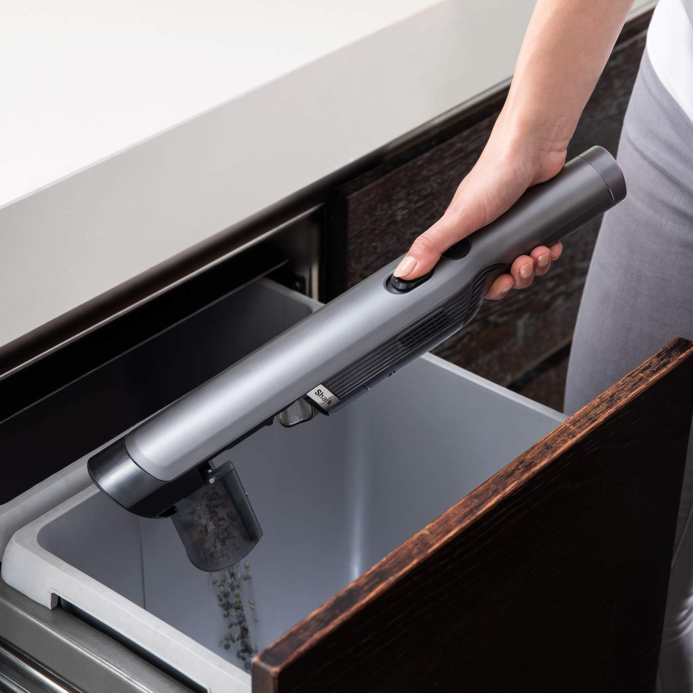 Shark WandVac 1.0 Cordless Handheld Vacuum Cleaner - Lightweight & Powerful Suction with Duster, Crevice & Multi-Surface Tools - Includes Charging Base - Grey (WV200UK) - Perfect for Home, Car & Pet Hair Cleaning