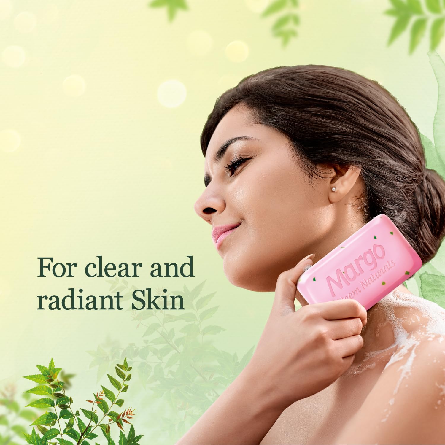 Margo Neem Naturals Soap with Almond Oil & Rose - 100% Natural Cleansing Bar for Clear, Radiant Skin - 5 Pack (100g Each) - Perfect for Daily Face & Body Wash, Acne Treatment & Sensitive Skin Care