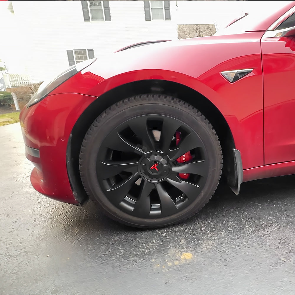 EVBASE Model 3 18-Inch Überturbine Wheel Covers for Tesla 3 - 4PCS Matte Black Wheel Cap Kit - Enhance Style & Protection for Daily Driving & Car Shows