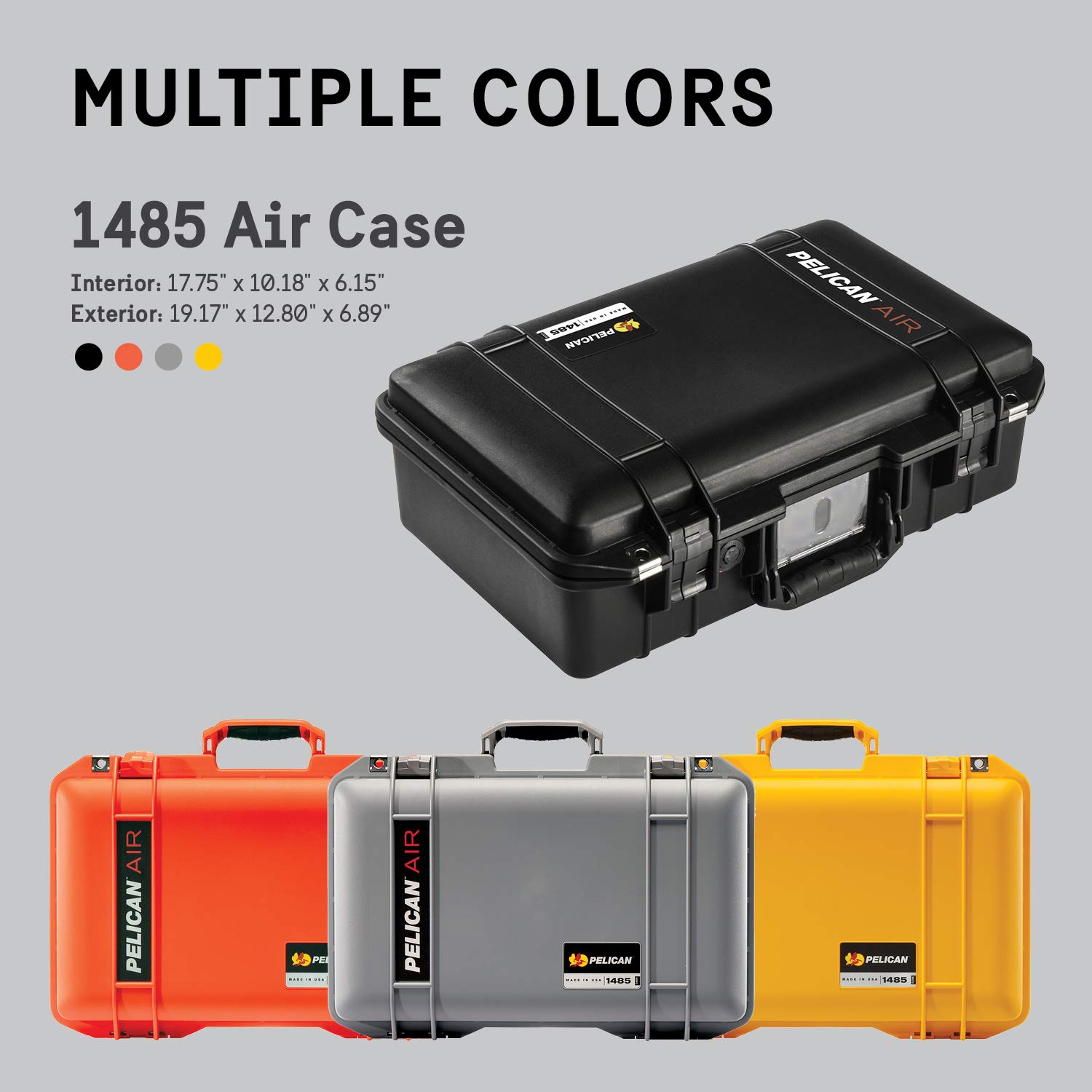 Pelican Air 1485 Waterproof Hard Case Without Foam Insert - Black | Durable Protection for Camera Gear, Electronics & Travel Essentials | Perfect for Outdoor Adventures, Air Travel & Equipment Storage