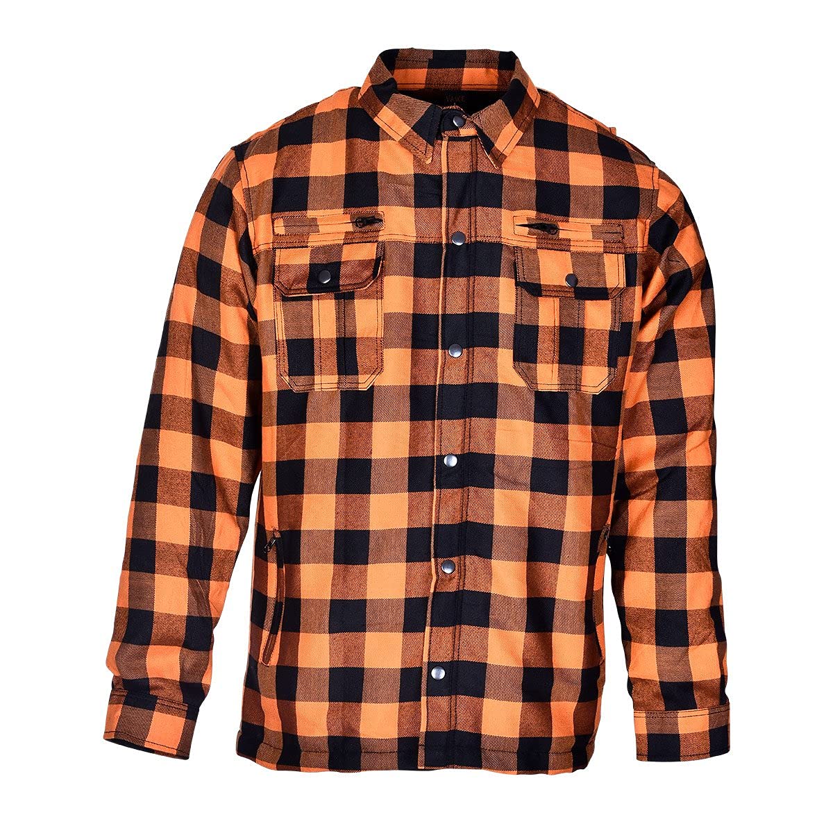 Men's Armored Checkered Flannel Biker Shirt with Waterproof Storage Pockets - CE Approved Armor Reinforced & Water Resistant - Perfect for Motorcycle Riding, Outdoor Adventures & Cold Weather Protection