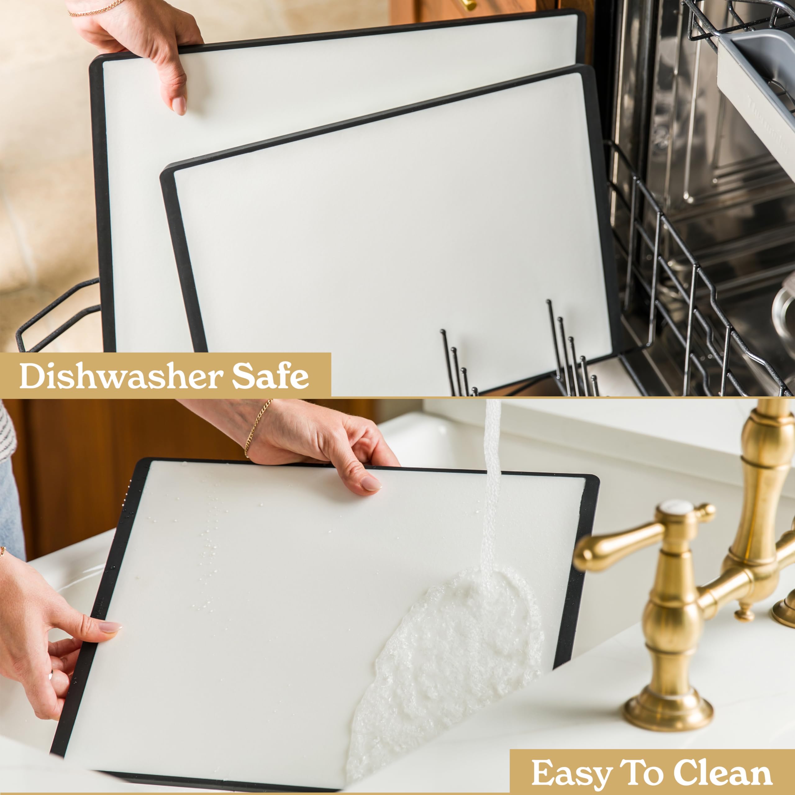 SMIRLY Dishwasher Safe Plastic Cutting Board Set with Holder - Durable Kitchen Chopping Boards for Meat, Vegetables, and Fruits - Perfect for Meal Prep and Cooking