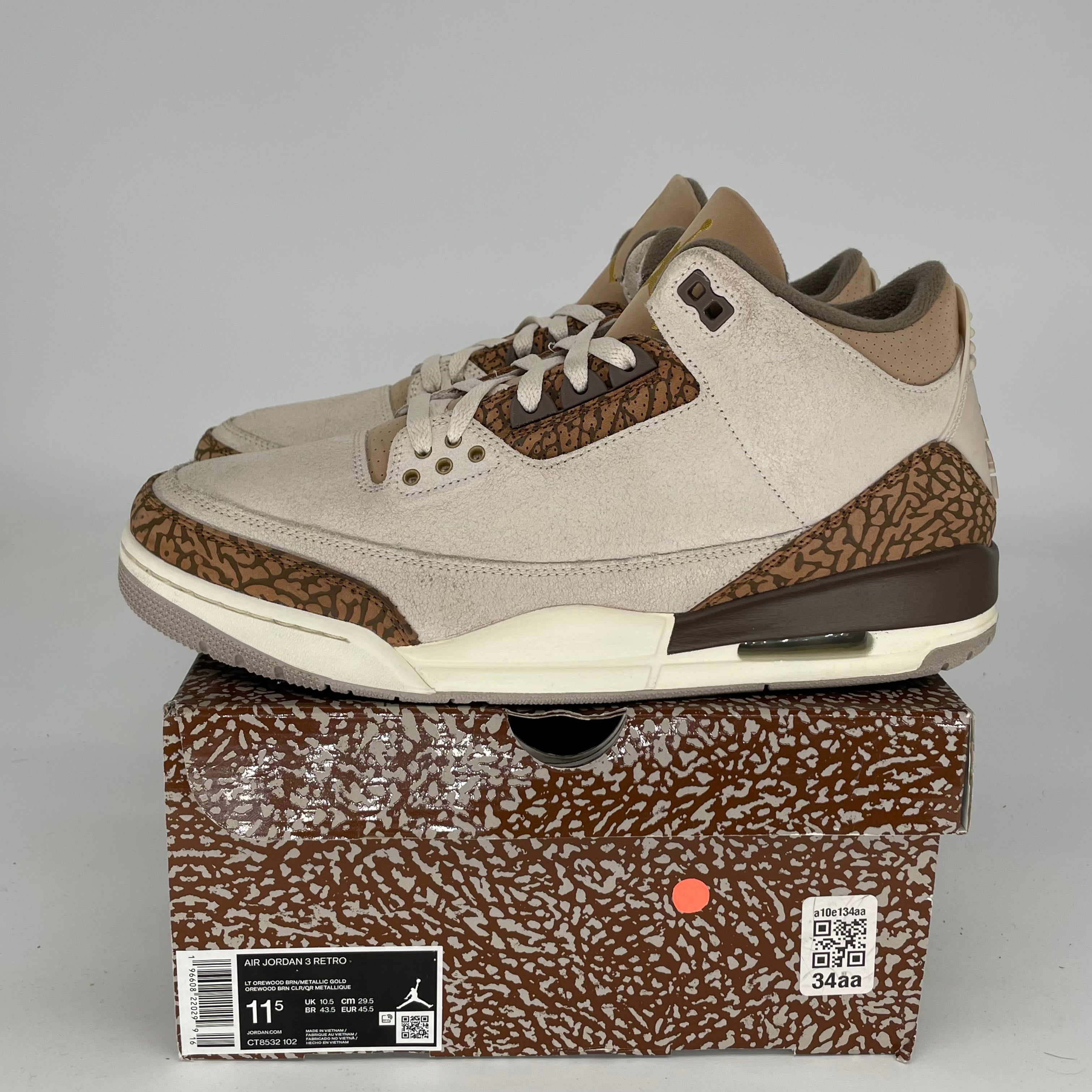 AIR JORDAN 3 PALOMINO Men's Basketball Shoes Size 11.5 - Style CT8532-102 | Retro Sneakers for Casual Wear & Street Fashion