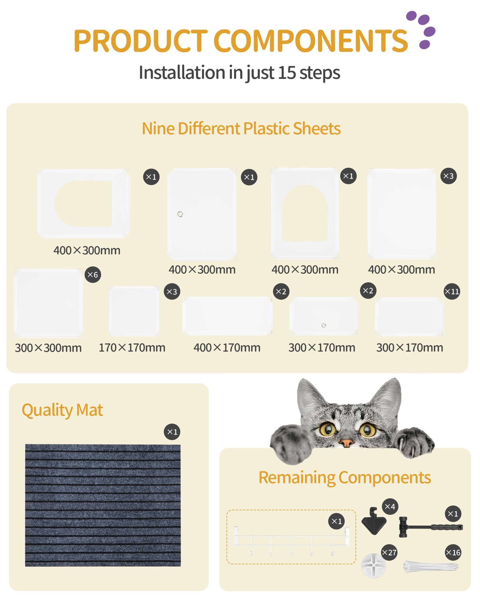 Premium Cat Litter Box Enclosure with Mat - Splash Proof Covered Litter Box Furniture with Storage (23.7