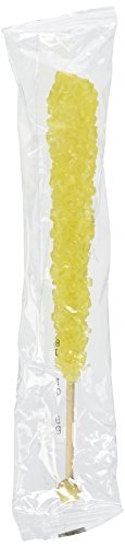 Banana Flavored Yellow Rock Candy Sugar Sticks - 36 Individually Wrapped Pieces - Perfect for Birthday Parties, Baby Showers & Candy Buffets