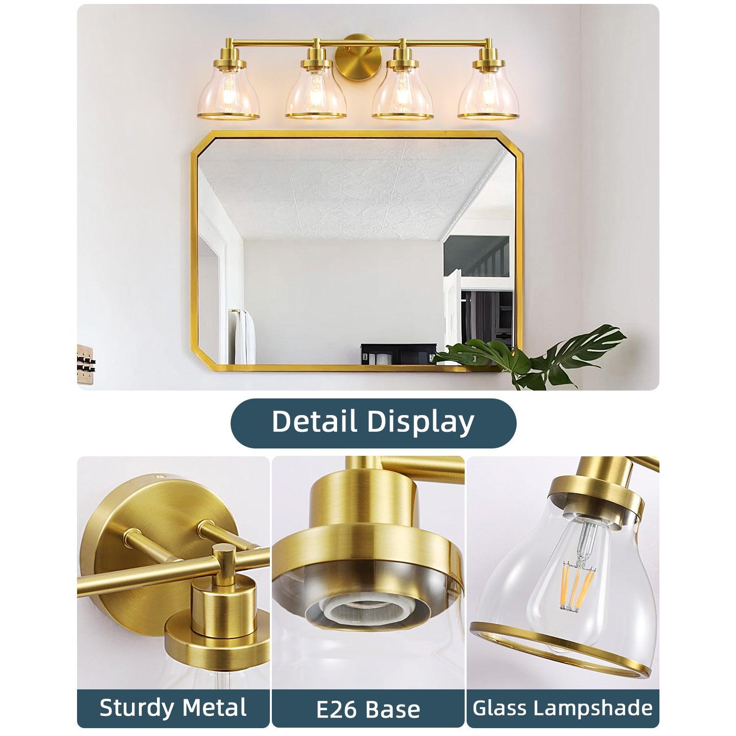 Hermosa Modern 4-Light Bathroom Vanity Light Fixture - Brushed Nickel Finish for Bathroom Mirror Lighting, Perfect for Modern Home Decor and Spa-Like Ambiance