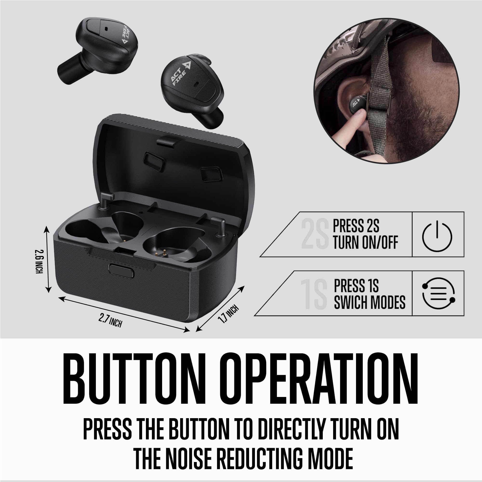 Electronic Shooting Ear Protection Earbuds - Noise Canceling Earplugs for Hunting, Range Shooting & Loud Events - Reusable Hearing Protection for Gun Range, Concerts & Construction