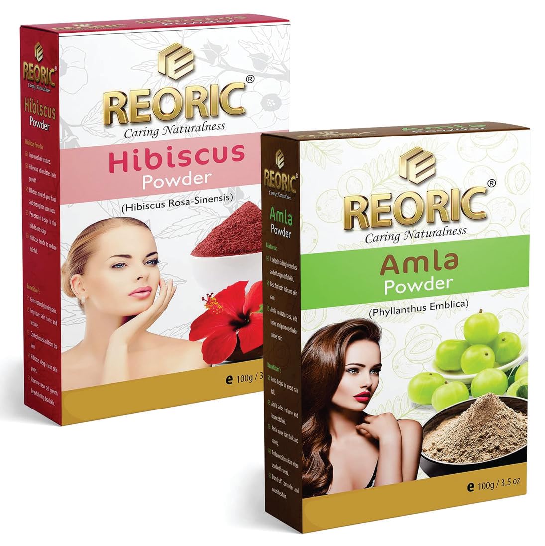 Organic Amla Powder & Hibiscus Powder for Hair Growth - Indian Gooseberry & Rosa Sinensis (200g, Pack of 2) - Natural Hair Care for Thicker, Stronger Hair - DIY Hair Masks & Scalp Treatments