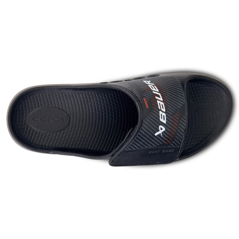 Bauer OOFOS Sport Flex Slide Sandals for Men & Women - Black | Recovery Footwear for Athletes, Runners & Post-Workout Comfort | Perfect for Gym, Pool & Casual Wear