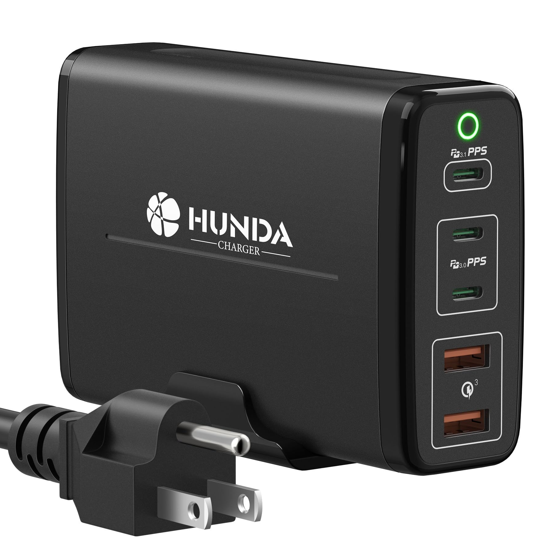 HUNDA 245W USB C GaN Fast Charger - 5-Port Desktop Charging Station with 140W PD for MacBook Pro/Air, Dell, HP, Lenovo, Surface - Supports PD3.1/PPS 45W & QC5 for iPhone, iPad, Galaxy - Perfect for Home, Office & Travel Charging Needs