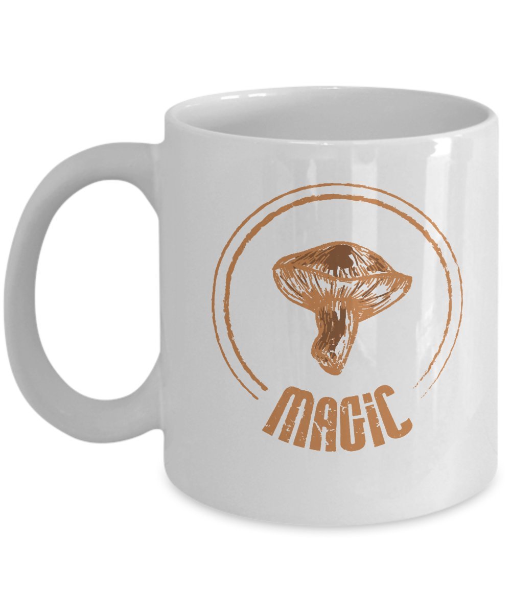 Magic Coffee Mug - 11oz Ceramic Mushroom Hunter Gift Cup for Coffee, Tea & Hot Drinks - Perfect for Camping, Hiking & Outdoor Adventures