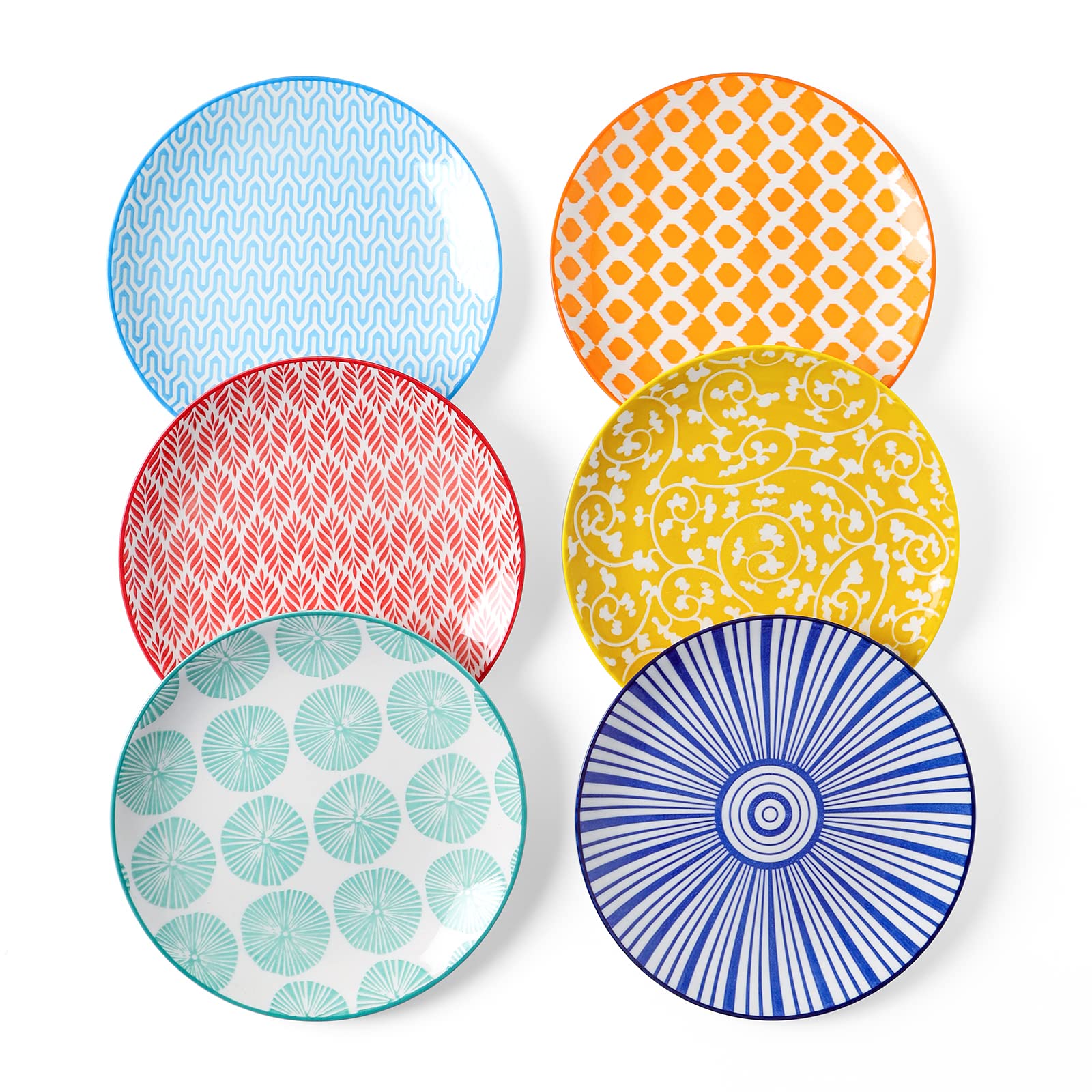 Selamica 6-Inch Ceramic Dessert Plates Set of 6 - Small Appetizer Plates for Cake, Snacks, Salad & Side Dishes - Microwave & Dishwasher Safe - Perfect for Parties, Tea Time & Home Dining