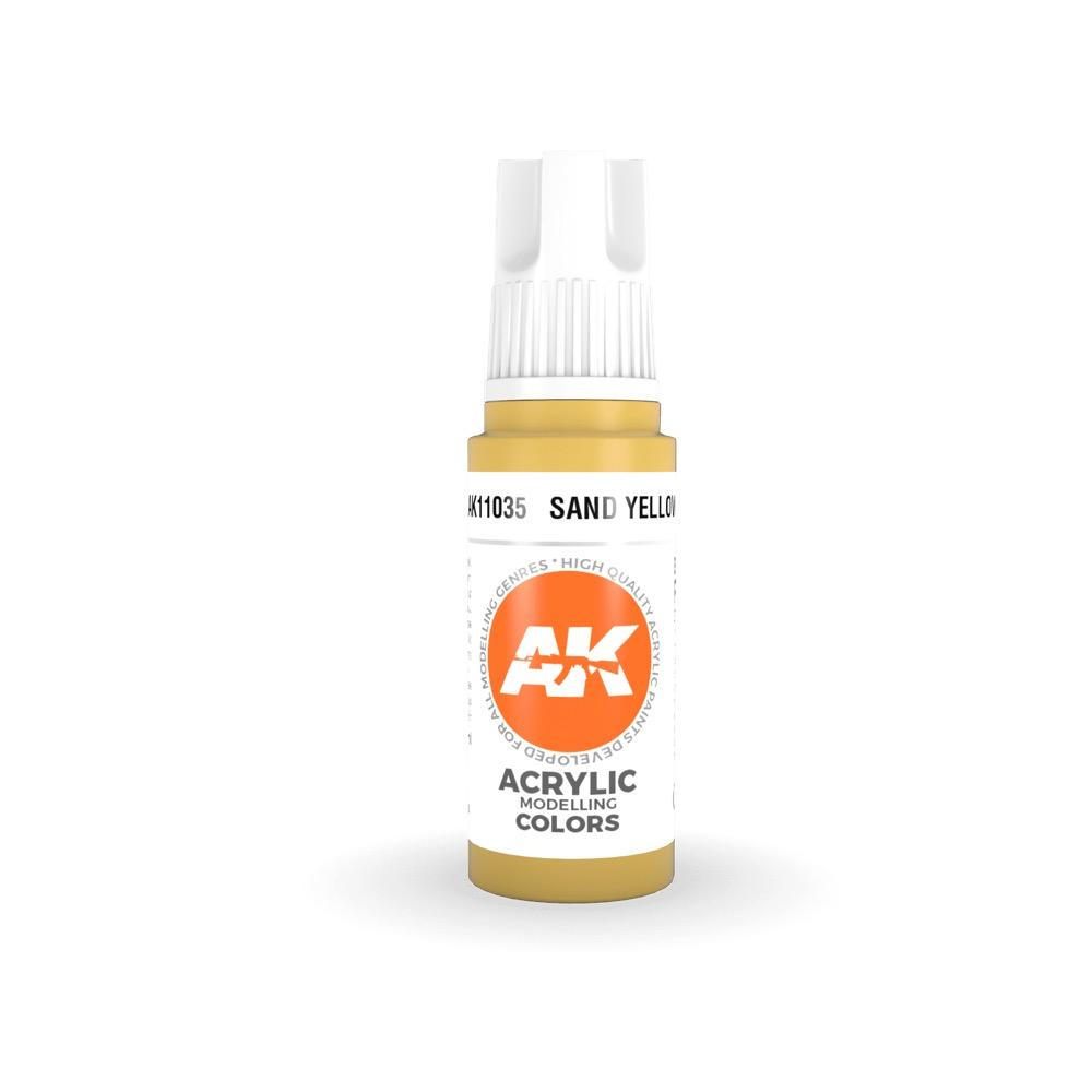 AK Interactive AK11035 Sand Yellow Acrylic Paint - 17ml Bottle (3rd Gen) for Model Kits, Miniatures & Dioramas - Weathering & Detail Painting