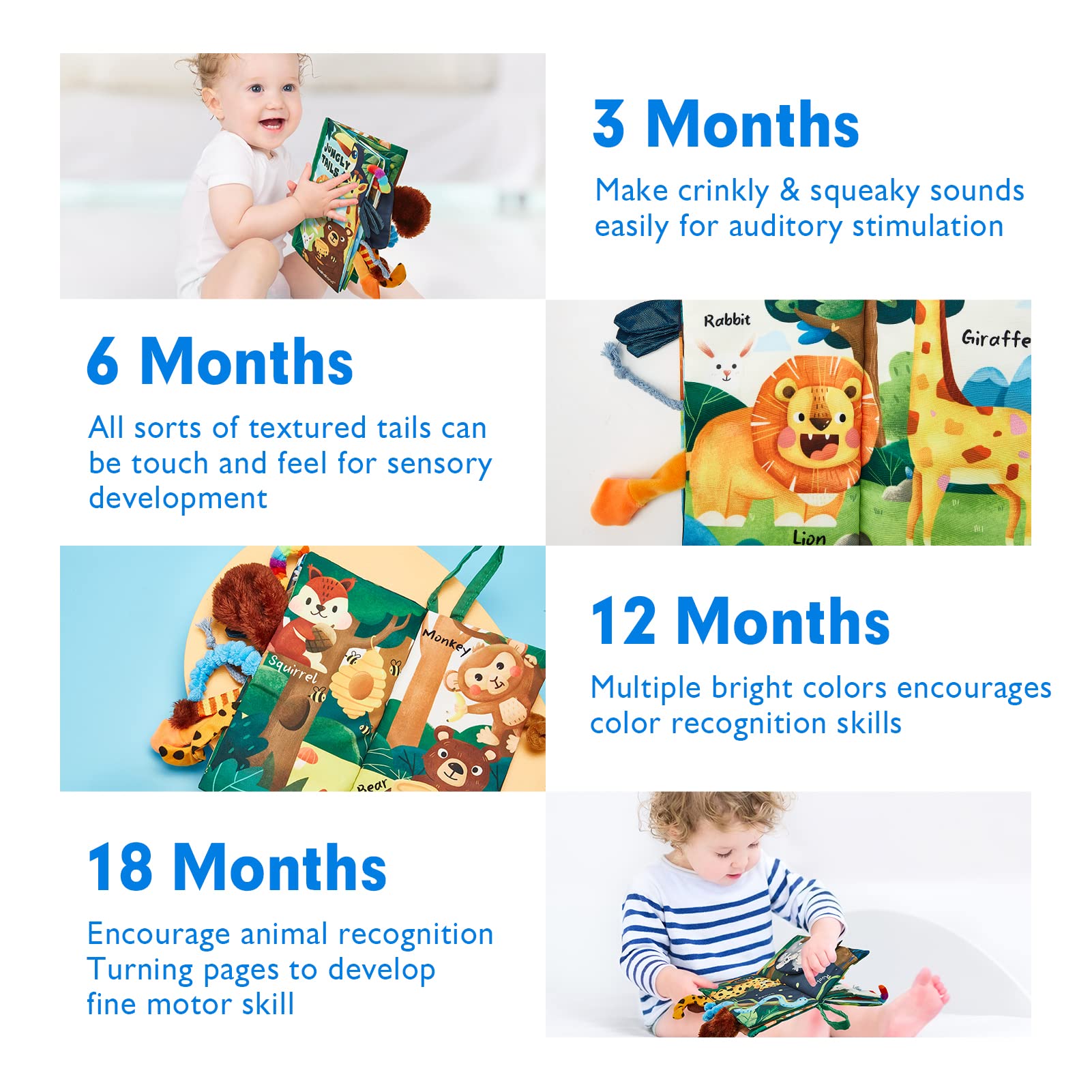 Hahaland High Contrast Baby Books 0-12 Months - Tummy Time Sensory Toys for Infants, Touch & Feel Soft Activity Book - Perfect Newborn Gift for Boys & Girls (0-3, 6-12 Months) - Great for Early Learning, Easter Basket Stuffers & Baby Shower Gifts