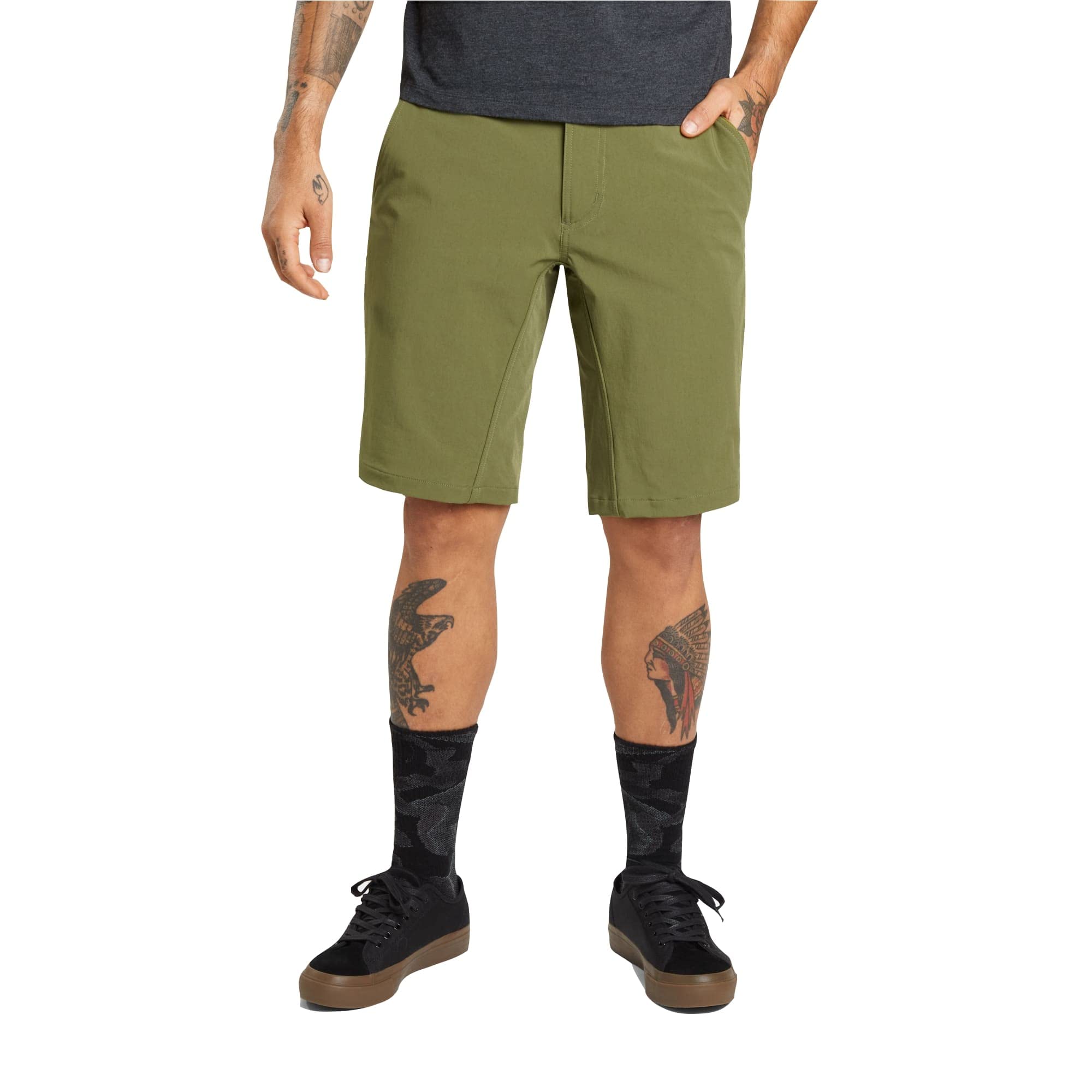 Chrome Industries Folsom 2.0 Men's Bike Messenger Work Shorts - Durable Olive Green Cargo Shorts with 38-Inch Waist for Cycling, Commuting & Outdoor Activities