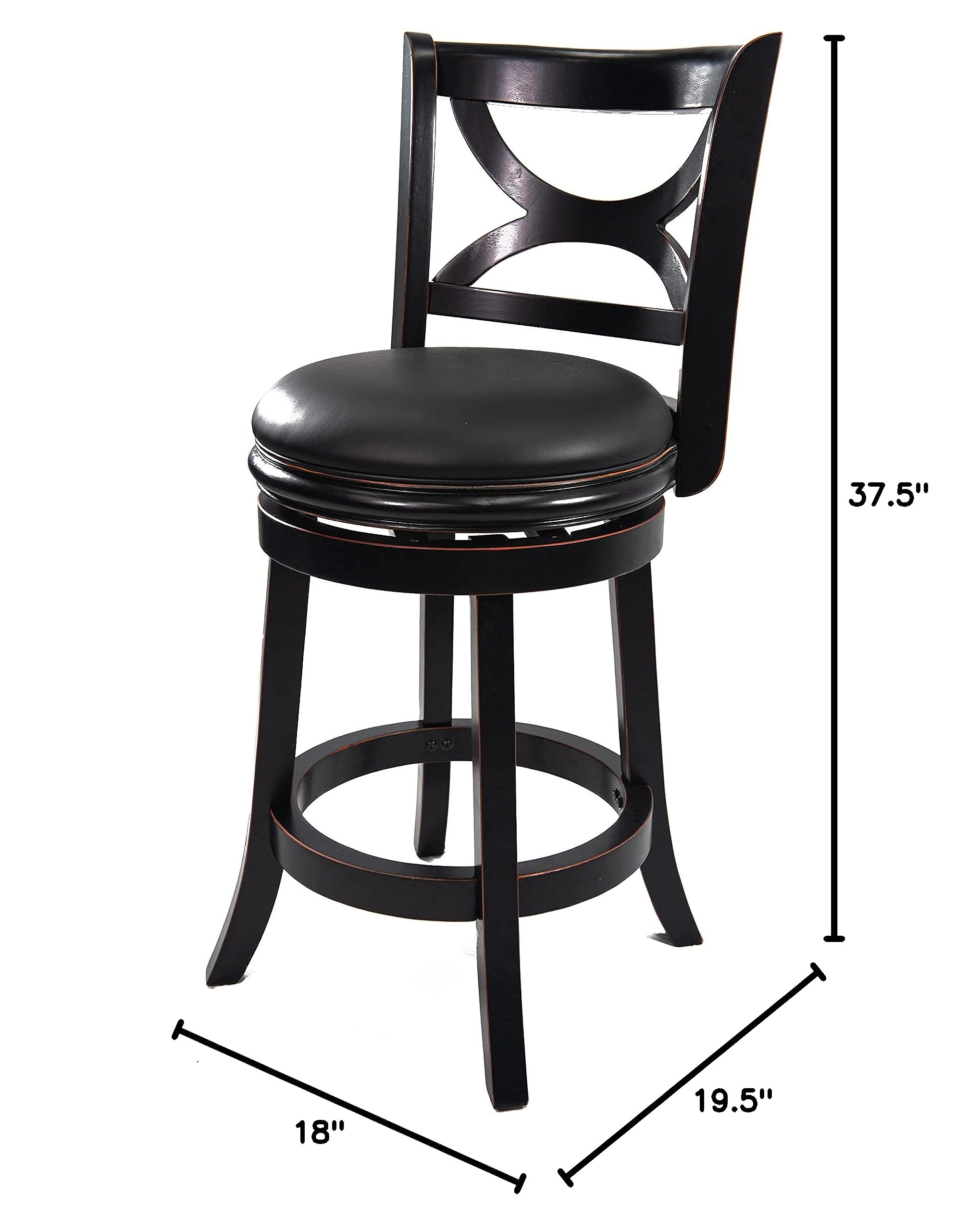 Boraam Florence 24-Inch Black Counter Height Bar Stool - Modern Kitchen Island Stools for Dining & Entertaining