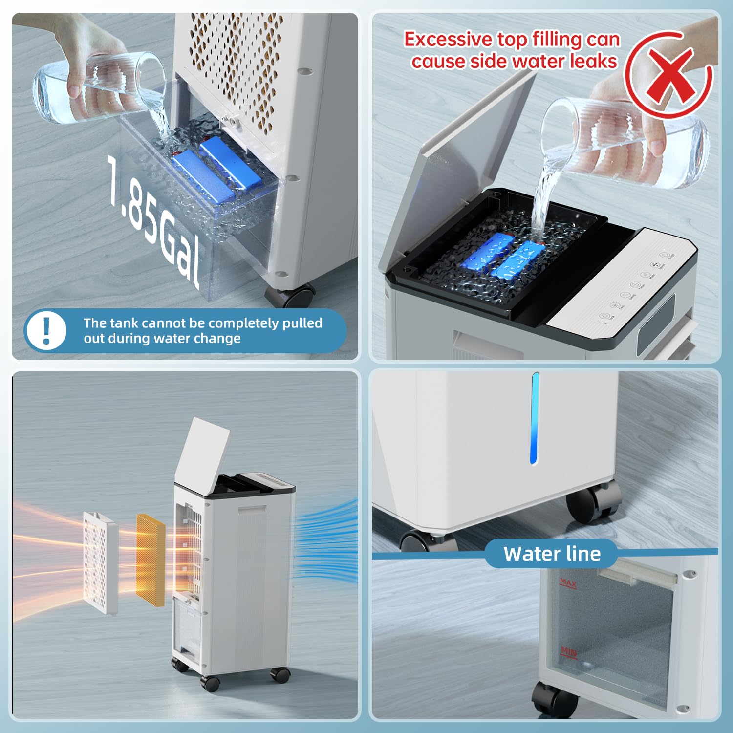 Portable Air Conditioner 3-in-1 Evaporative Swamp Cooler - Windowless AC Unit with 4 Modes, 3 Speeds, 12H Timer, Child Lock & Smart Remote - Touch Control Portable Air Cooler for Bedroom, Office, Living Room & Indoor Use - Perfect for Summer Cooling & Home Comfort