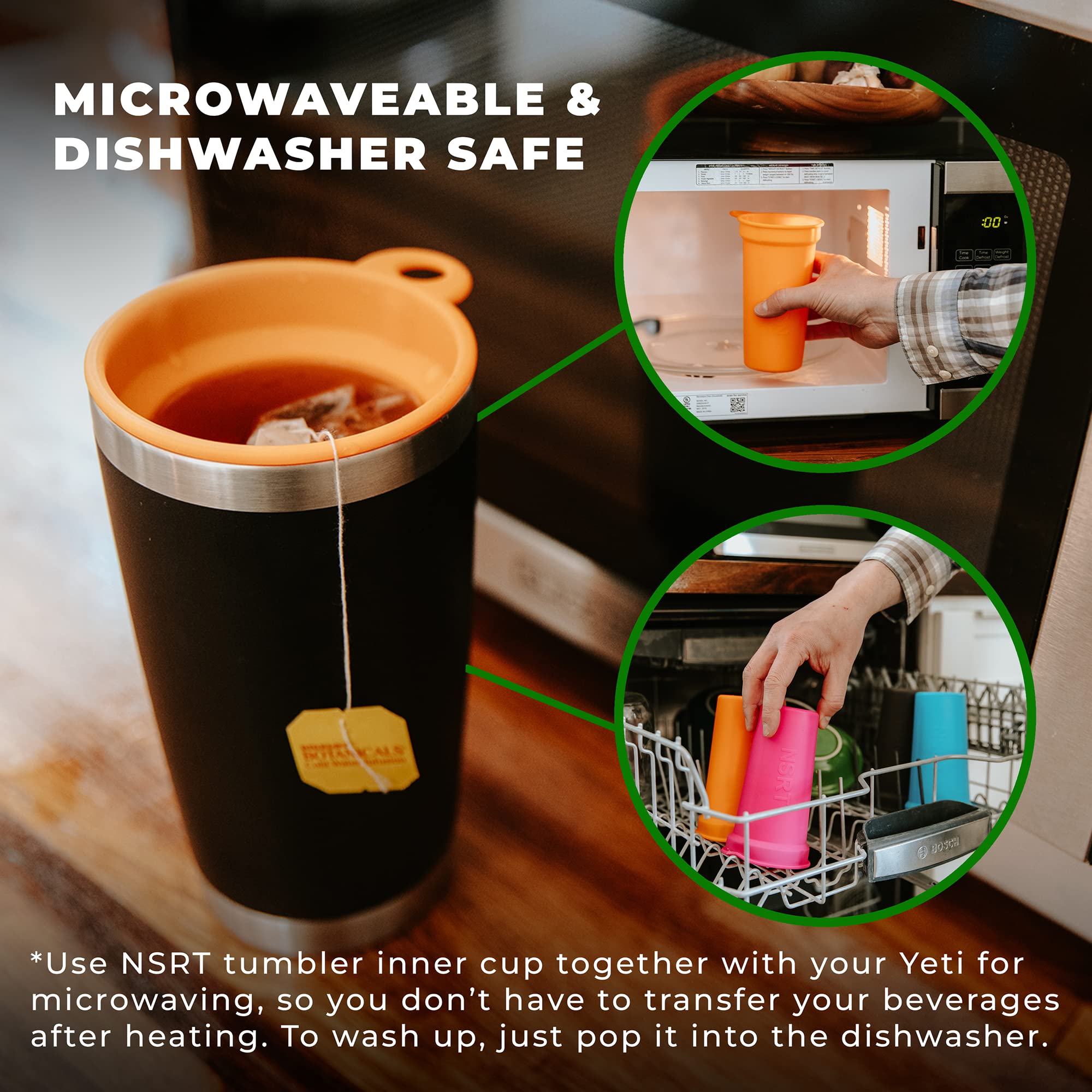 Premium Food-Grade Silicone Tumbler Insert for Yeti Rambler 20oz - Hot & Cold Drink Compatible, Microwave & Dishwasher Safe (6