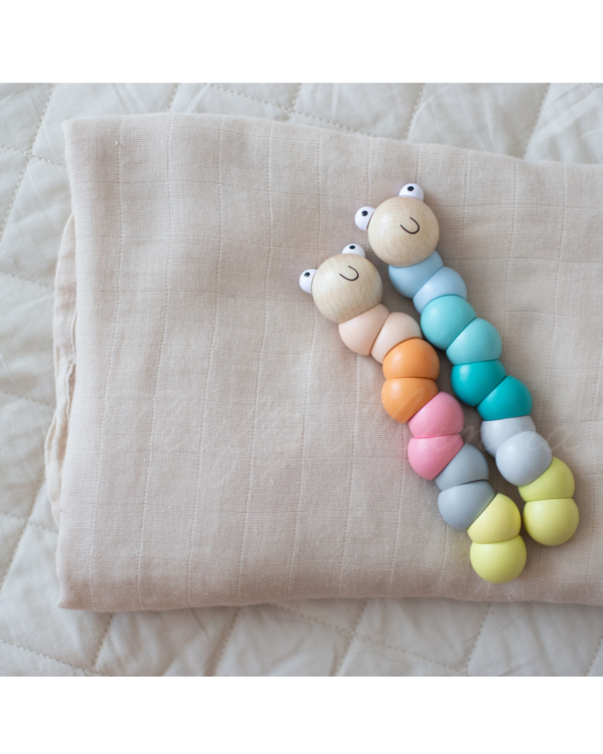 Pastel Wooden Wiggly Worms - Natural Wood Sensory Toys for Babies & Toddlers - Perfect for Montessori Learning, Teething Relief, and Early Childhood Development