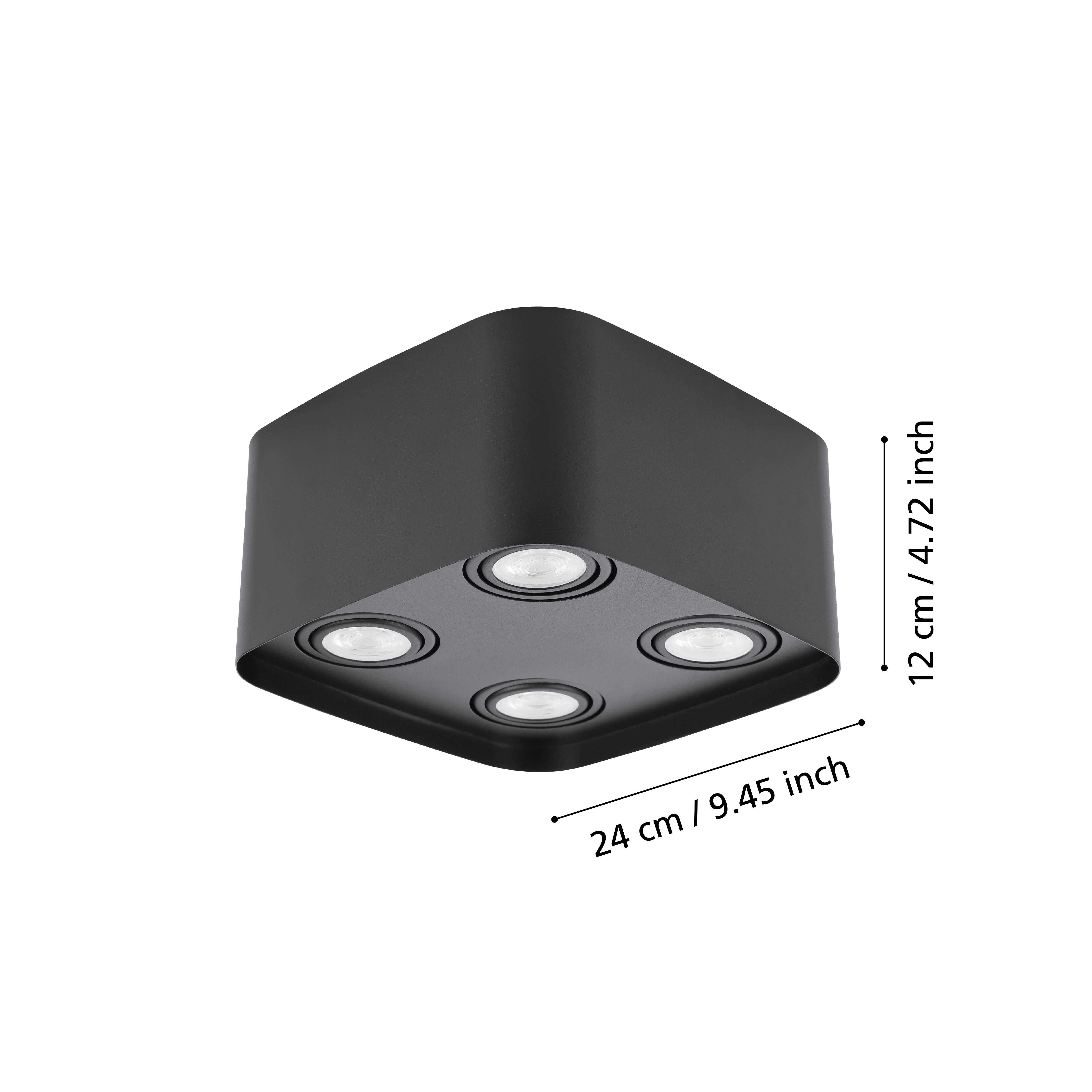 Eglo Connect Caminales Z 4-Light Smart Square Black Flush Mount Ceiling Light - Modern Lighting for Living Room, Bedroom & Kitchen