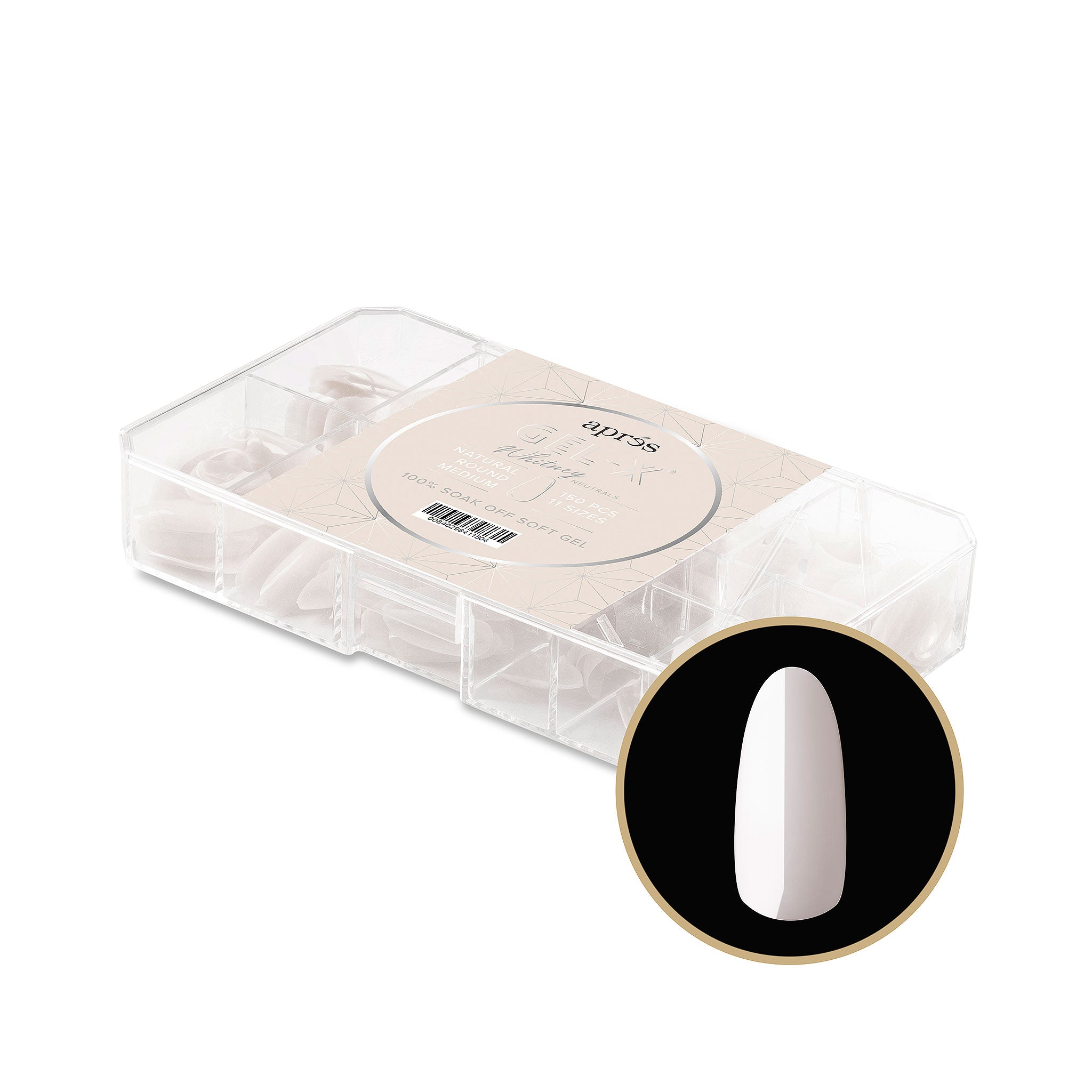 Apres Gel X Nail Tips 2.0 - Whitney Natural Round Medium (150 Pcs) | Professional Salon Quality Press-On Nails for Manicures & Pedicures | Perfect for Home DIY, Bridal, Special Occasions & Everyday Wear