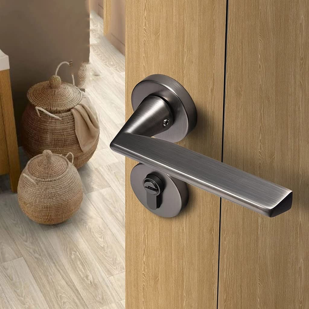 Black Brushed Nickel Modern Lever Door Handle - Secure Mortise Lock for Hotel, Privacy & Bathroom Doors - Durable & Stylish Hardware for Home, Office & Commercial Use