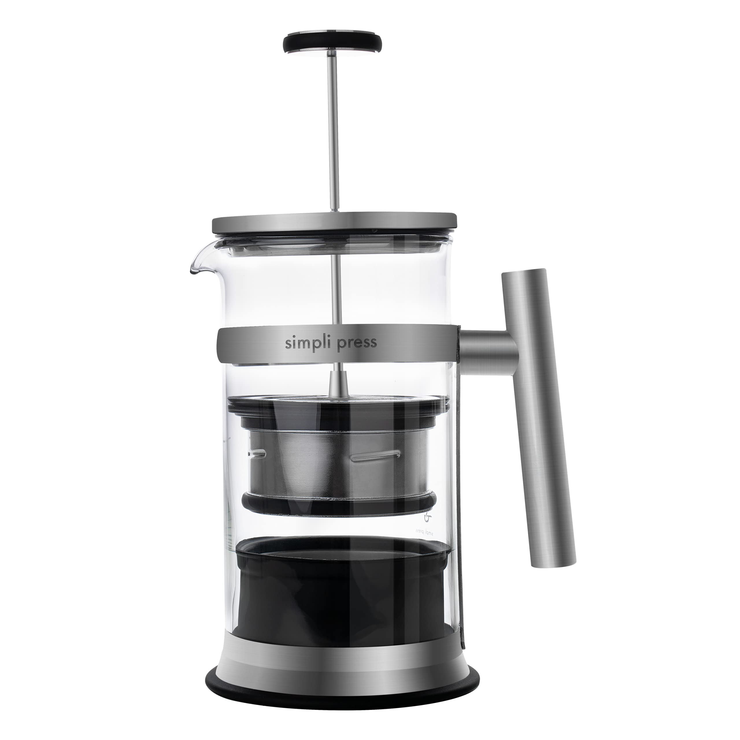 Simpli Press French Press Coffee & Tea Maker - 34oz Stainless Steel, Plastic-Free, Easy Clean & Custom Brew - Perfect for Home, Office & Camping - Black