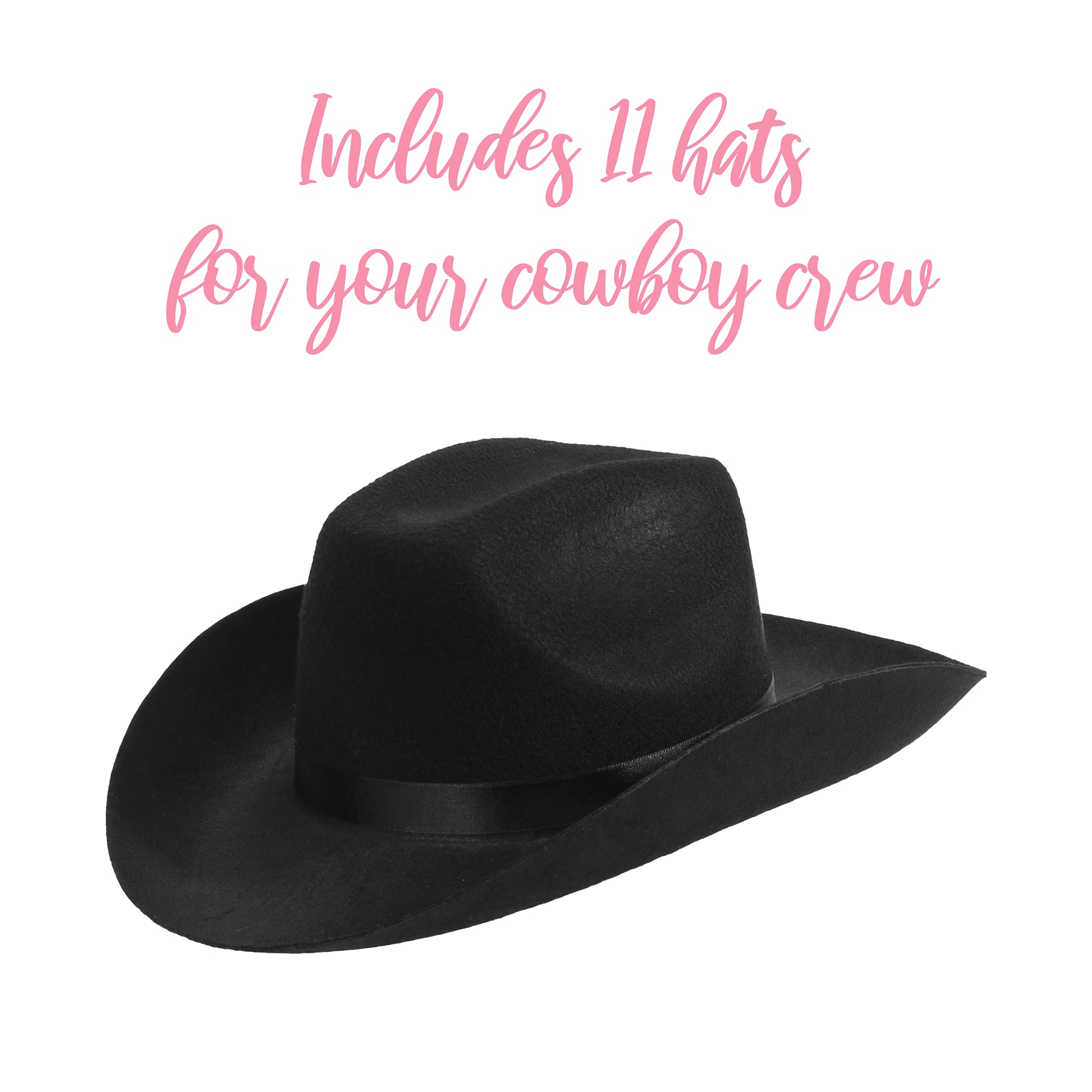 Pop Fizz Designs Bachelorette Party Cowgirl Hats Set - Bride White Cowboy Hat & Matching Cowgirl Hats for Western Theme Parties, Bridal Showers & Country Weddings