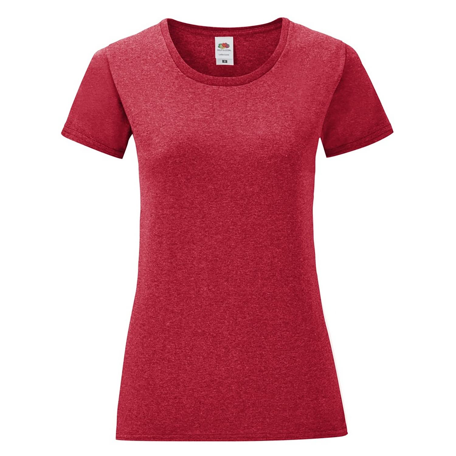 Fruit of the Loom Women's Iconic Comfort Soft Cotton T-Shirt - Heather Red - XS - Casual Wear, Lounge, Everyday Outfits
