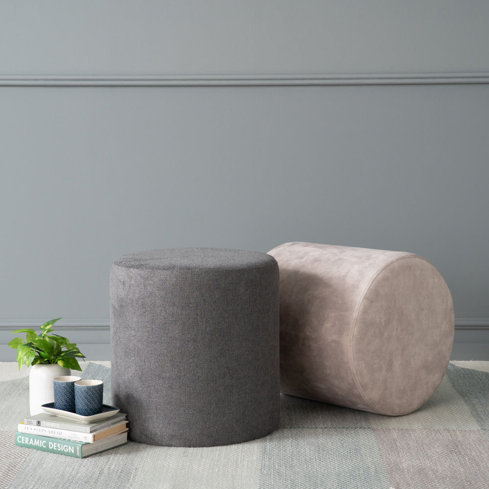 OMNI Ottoman 46cm - Beige Storage Footrest Stool with Removable Cover, Soft Padded Seat for Living Room, Bedroom & Office - Modern Home Decor Furniture