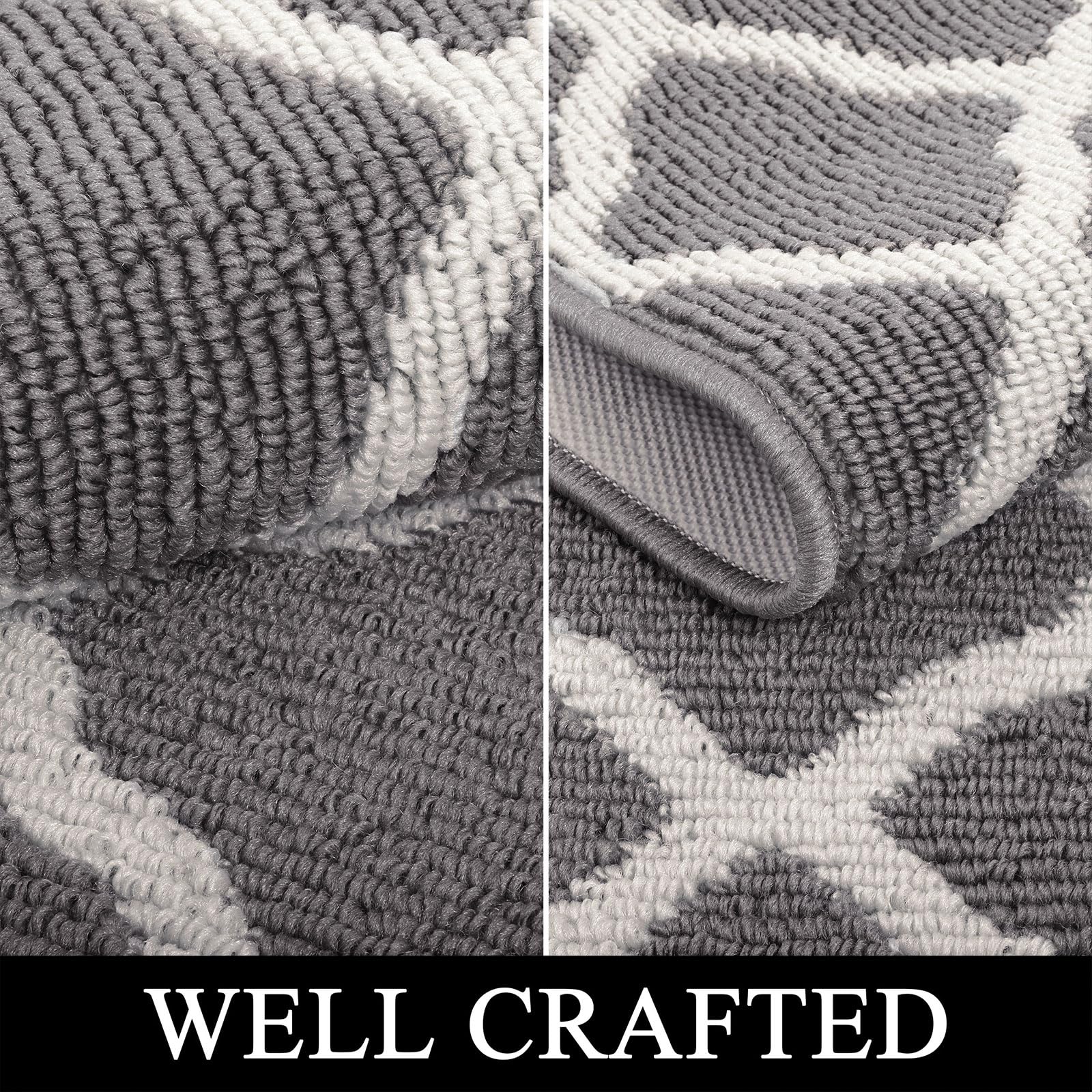 SHACOS 2x5 ft Washable Non-Slip Entryway Runner Rug with Rubber Backing - Dirt Trapping Floor Mat for Kitchen, Bedroom, Hallway, Laundry Room & Front Door (Light Gray) | Perfect for High Traffic Areas & Muddy Shoes
