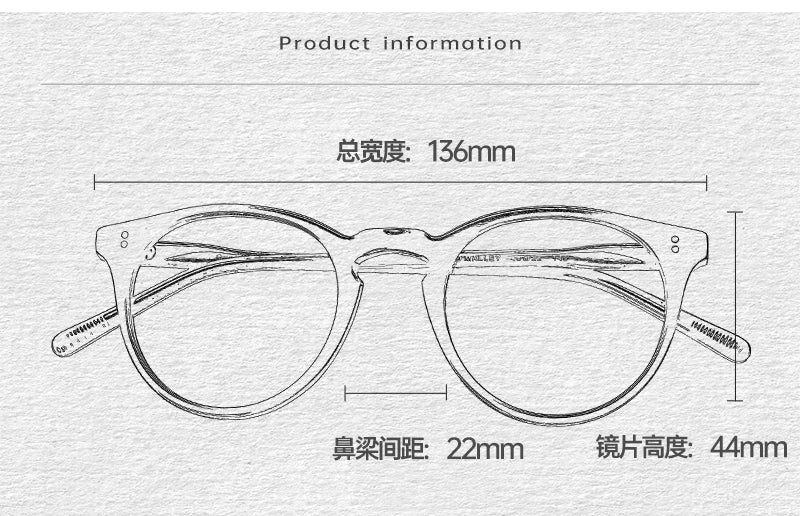 Stylish Black Acetate Full Rim Round Eyeglasses for Women - M5183 | Perfect for Work, Reading & Everyday Fashion