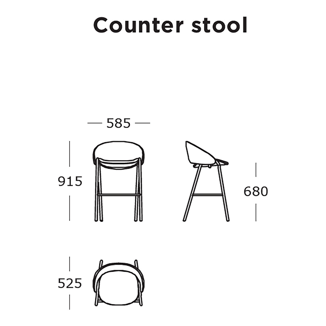 Modern Folium Counter Stool - Adjustable Height Bar Stool for Kitchen Island, Breakfast Nook & Home Decor - Comfortable PU Leather Seat with Metal Base - Perfect for Dining, Entertaining & Small Spaces