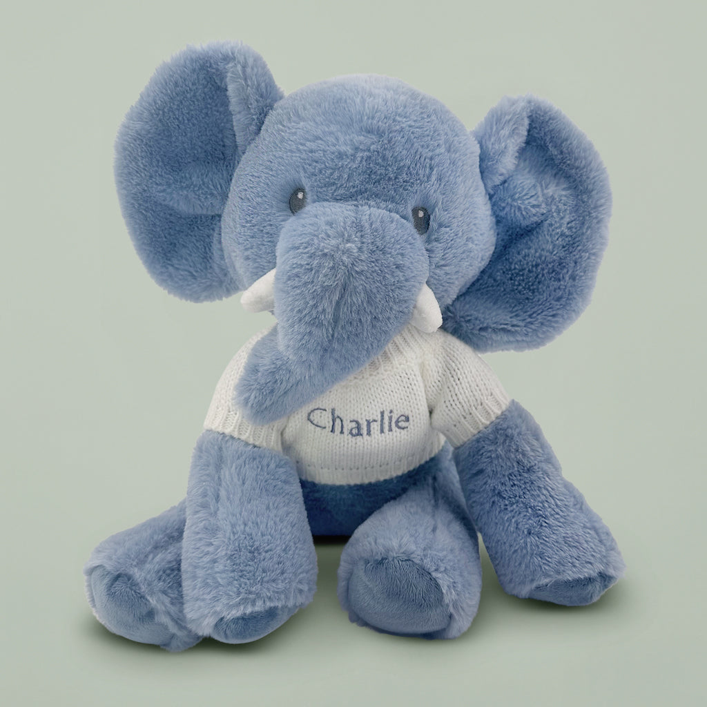 Personalized Esme Elephant Plush Toy with Snuggle Wrap - Soft White Stuffed Animal for Babies, Kids & Nursery Decor - Perfect for Cuddling, Gifts & Nursery Room Decorations