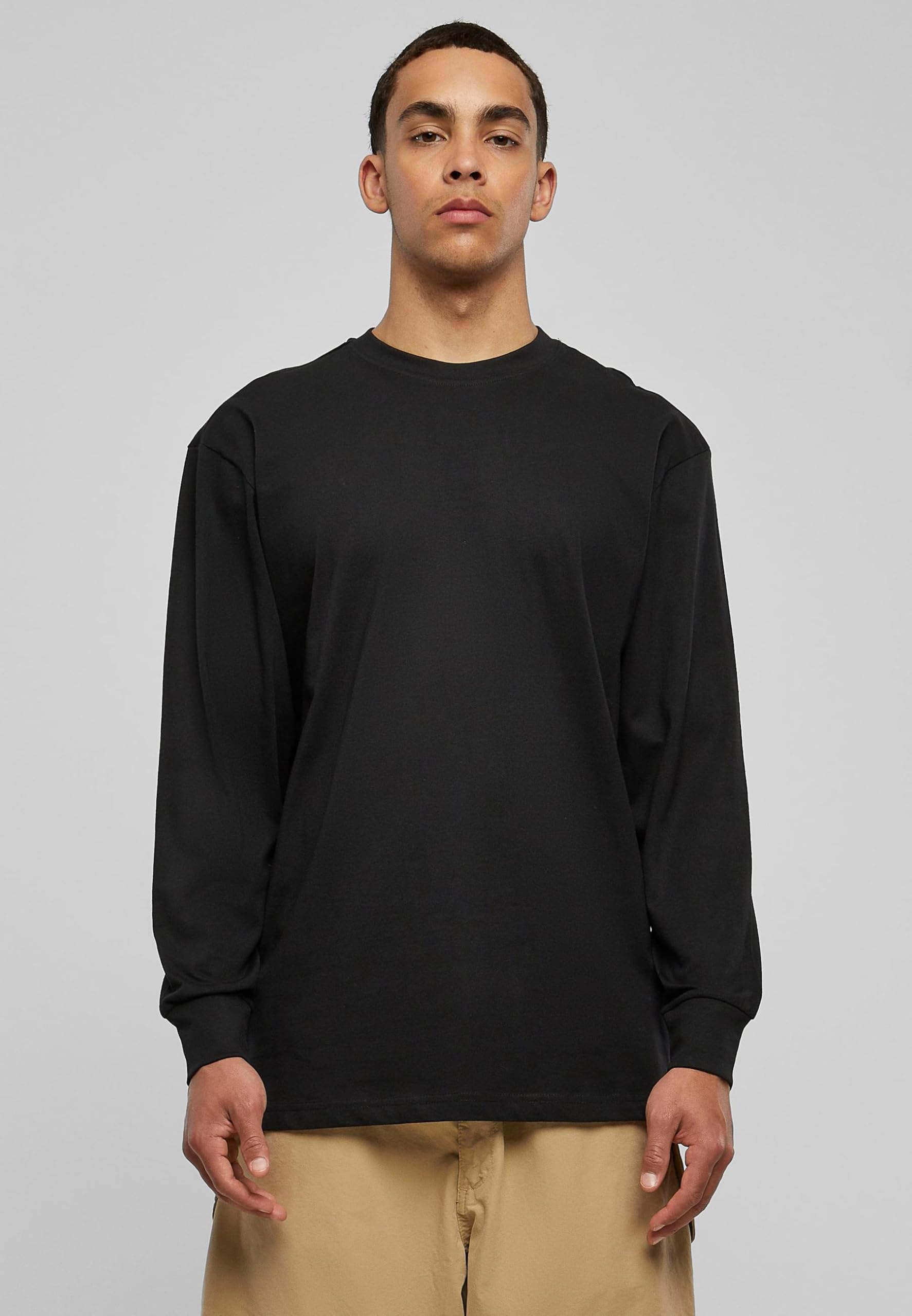 XXL Black Long Sleeve Tall Tee for Men - Comfortable Oversized Fit for Casual Wear, Street Style & Layering