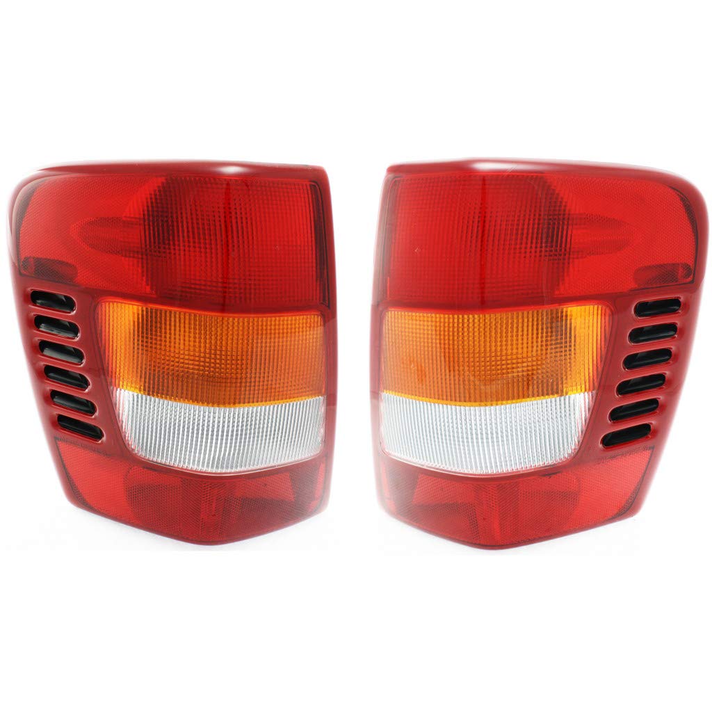 1999-2002 Jeep Grand Cherokee Replacement Tail Lights Pair - Driver & Passenger Side (CH2800138 CH2801138) | Fits Models 5101897AB 5101896AB | Perfect for Night Driving & Enhanced Vehicle Safety