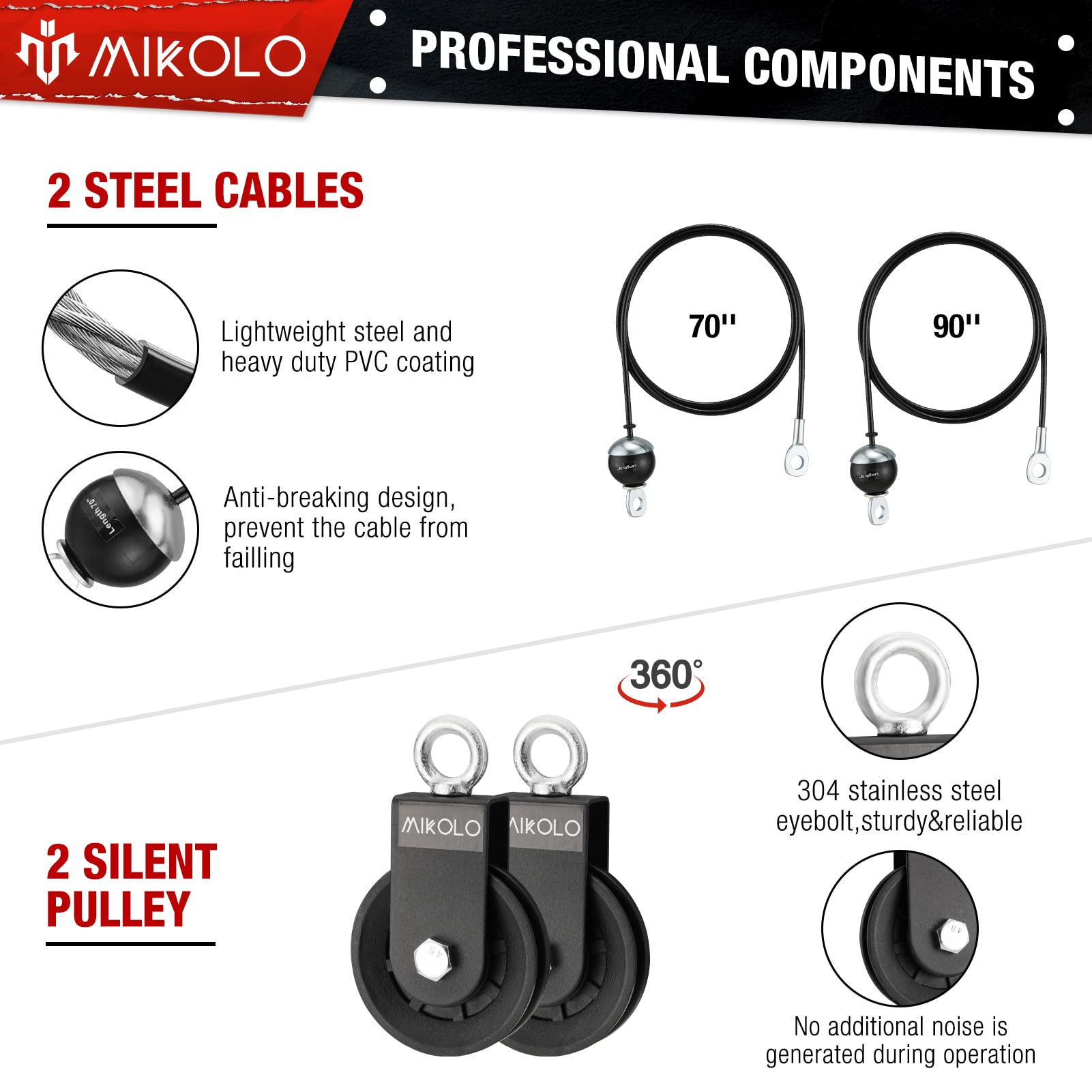 Mikolo Wall Mounted Squat Rack - Foldable Power Cage with Lat Pulldown & Cable Crossover System, Heavy Duty Home Gym Equipment for Strength Training & CrossFit Workouts (Space Saving Design for Small Home Gyms)