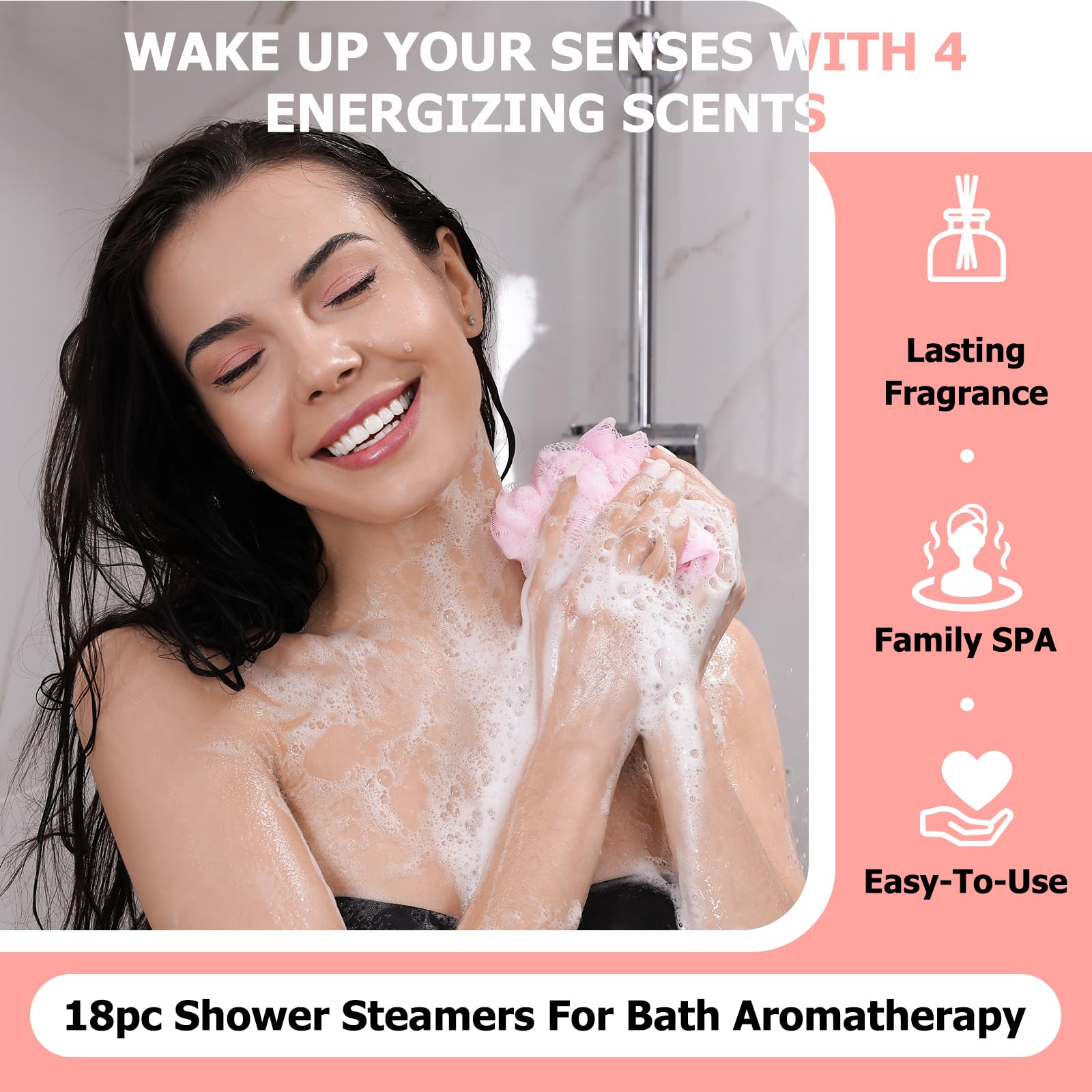 18 Pack Aromatherapy Shower Steamers with Essential Oils - Relaxing Bath Bombs for Women, Perfect Self Care Gift for Mom, Birthday Present & Stocking Stuffer - Use for Stress Relief & Spa-Like Shower Experience