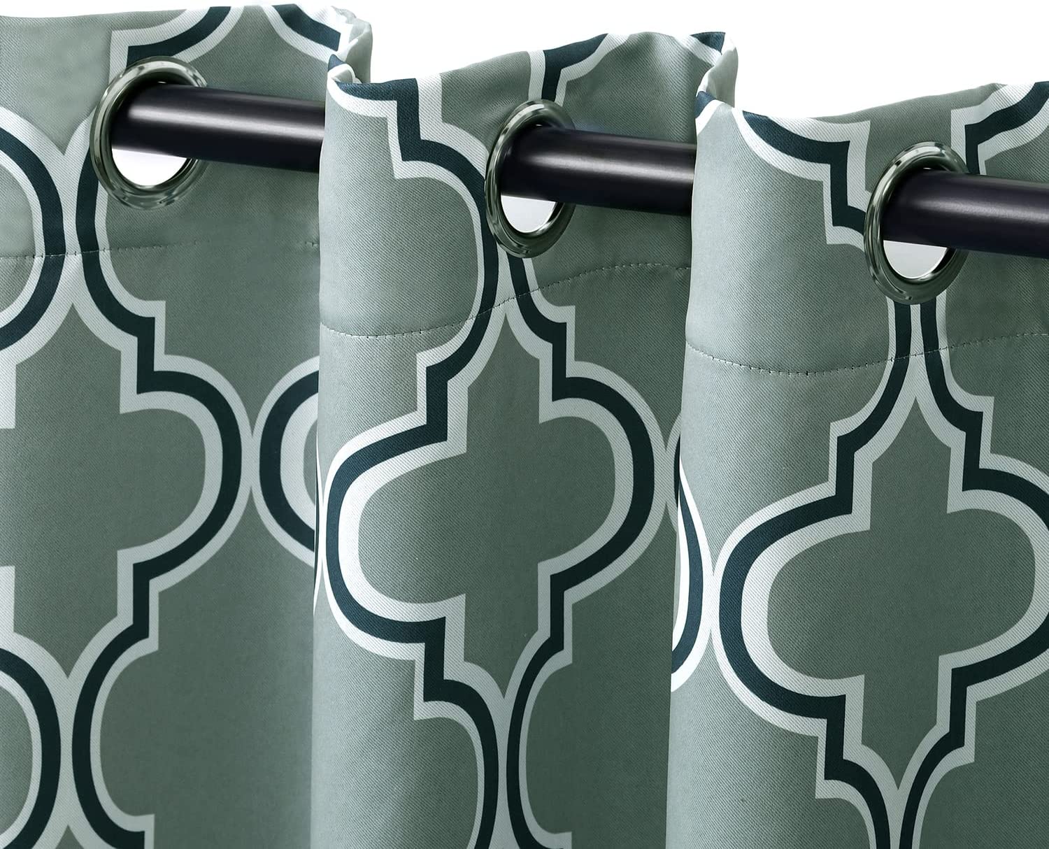 Bohemian Trellis Printed Blackout Curtains with Grommet Top - 2 Panels Set for Living Room & Bedroom - Noise Reducing & Light Blocking Window Drapes for Home Decor