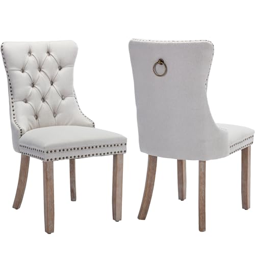 A-2 Beige Linen, Wood Legs