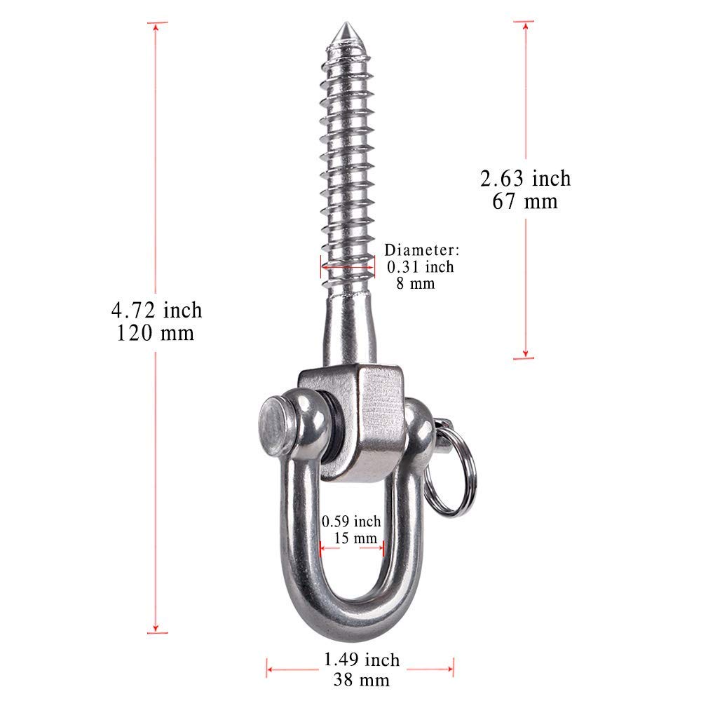 SELEWARE 2 Pack Heavy Duty Stainless Steel Swing Hangers - Universal Swing Set Hooks for Porch Swings, Hammock Chairs, Heavy Bags, Yoga Silk & Gymnastics Rings - Perfect for Backyard, Gym & Outdoor Activities