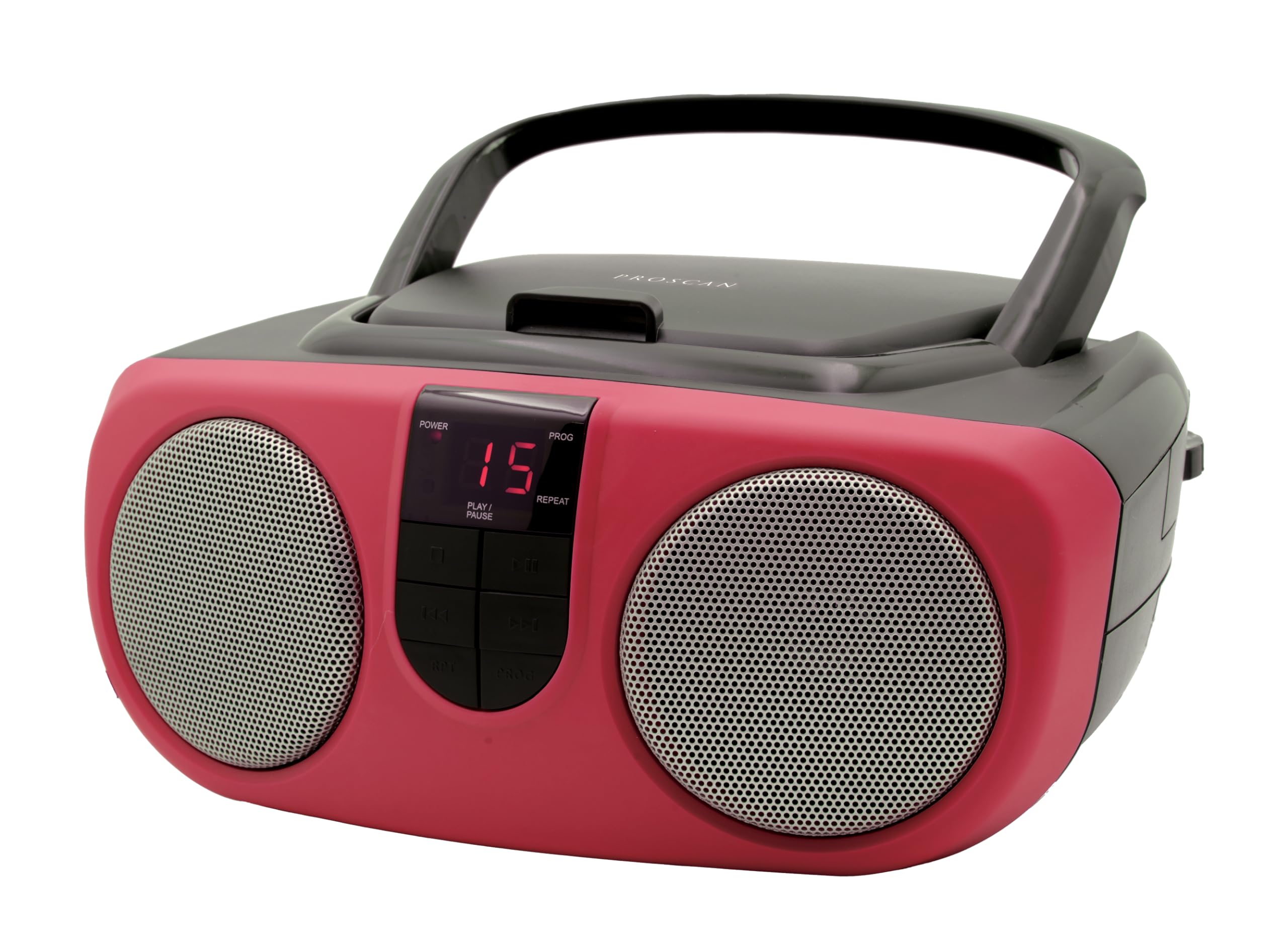 Sylvania SRCD243M-RED Portable CD Player with AM/FM Radio, Boombox Speaker, Headphone Jack & Bass Boost - Perfect for Home, Office, Travel & Outdoor Use (Red)
